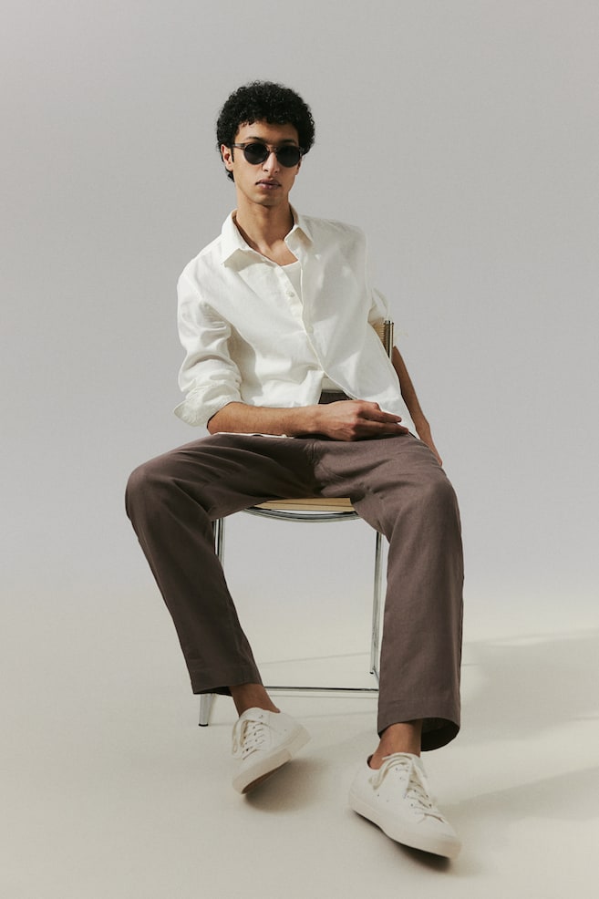 Regular Fit Linen trousers - Dark beige/Cream/Black/Light beige/dc/dc - 1