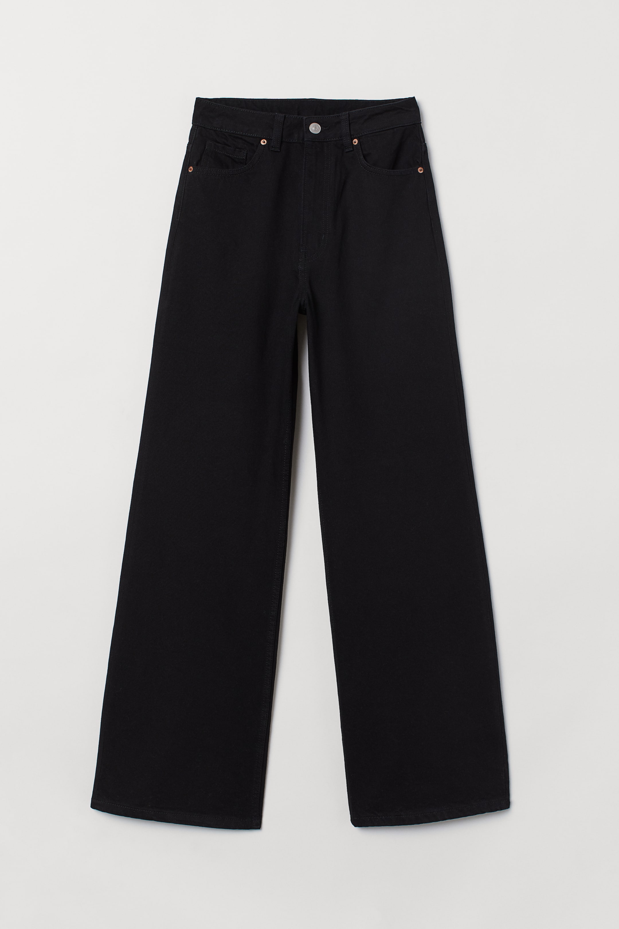 Wide High Jeans - High waist - Long - Black - Ladies | H&M GB