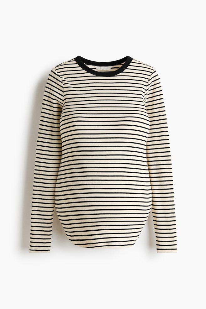 MAMA Camiseta en punto de canalé - Crema/Rayas/Burdeos/Rayas/Blanco/Rayas burdeos/Crema/Rayas - 1