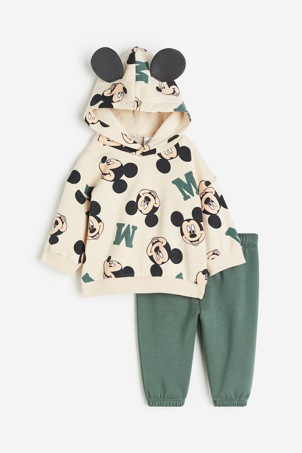 2-piece Printed Sweatshirt Set - Long sleeve - Long - Green/Mickey ...