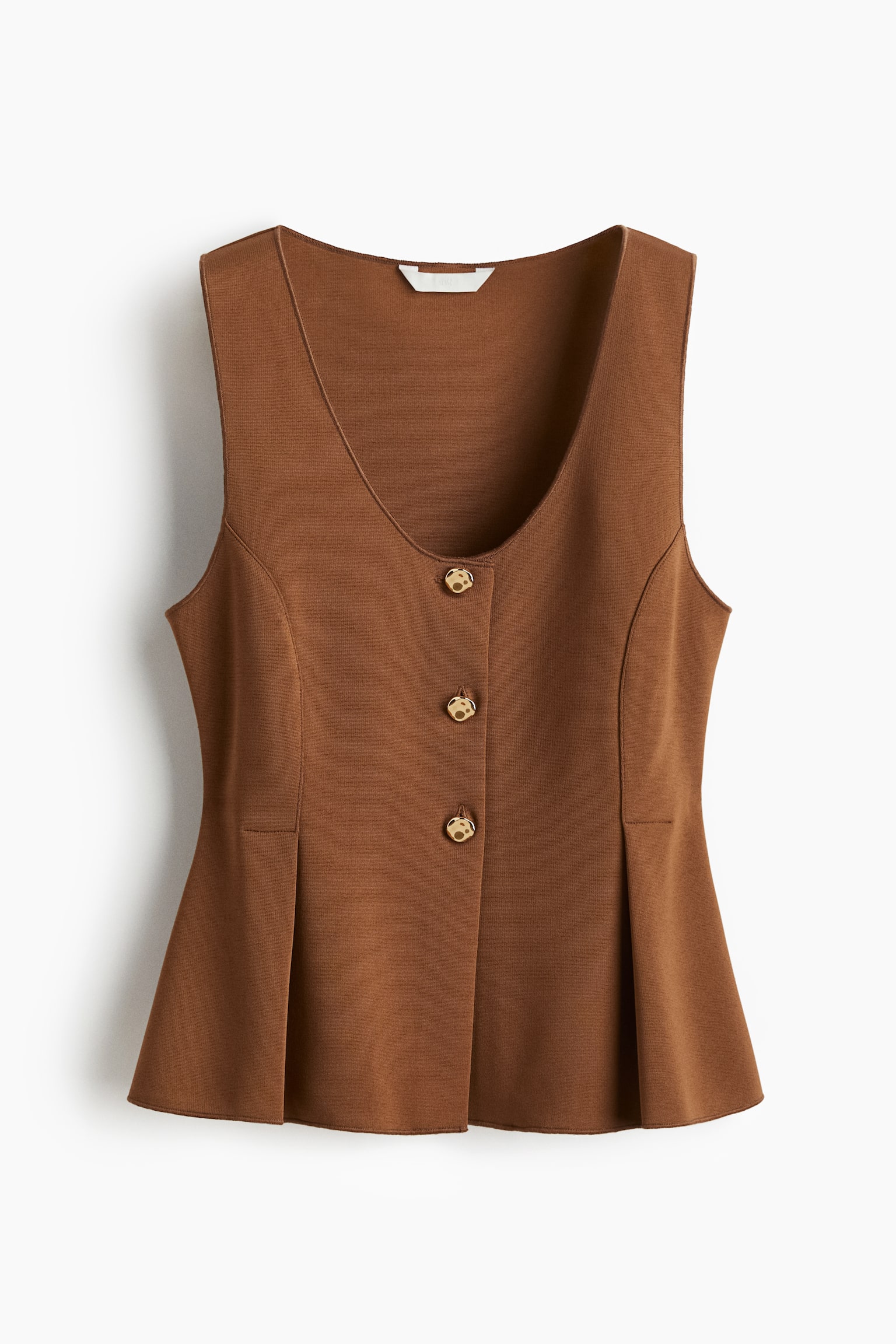 Peplumlu Yelek - Kahverengi/Beyaz/Sarı-yeşil - 1