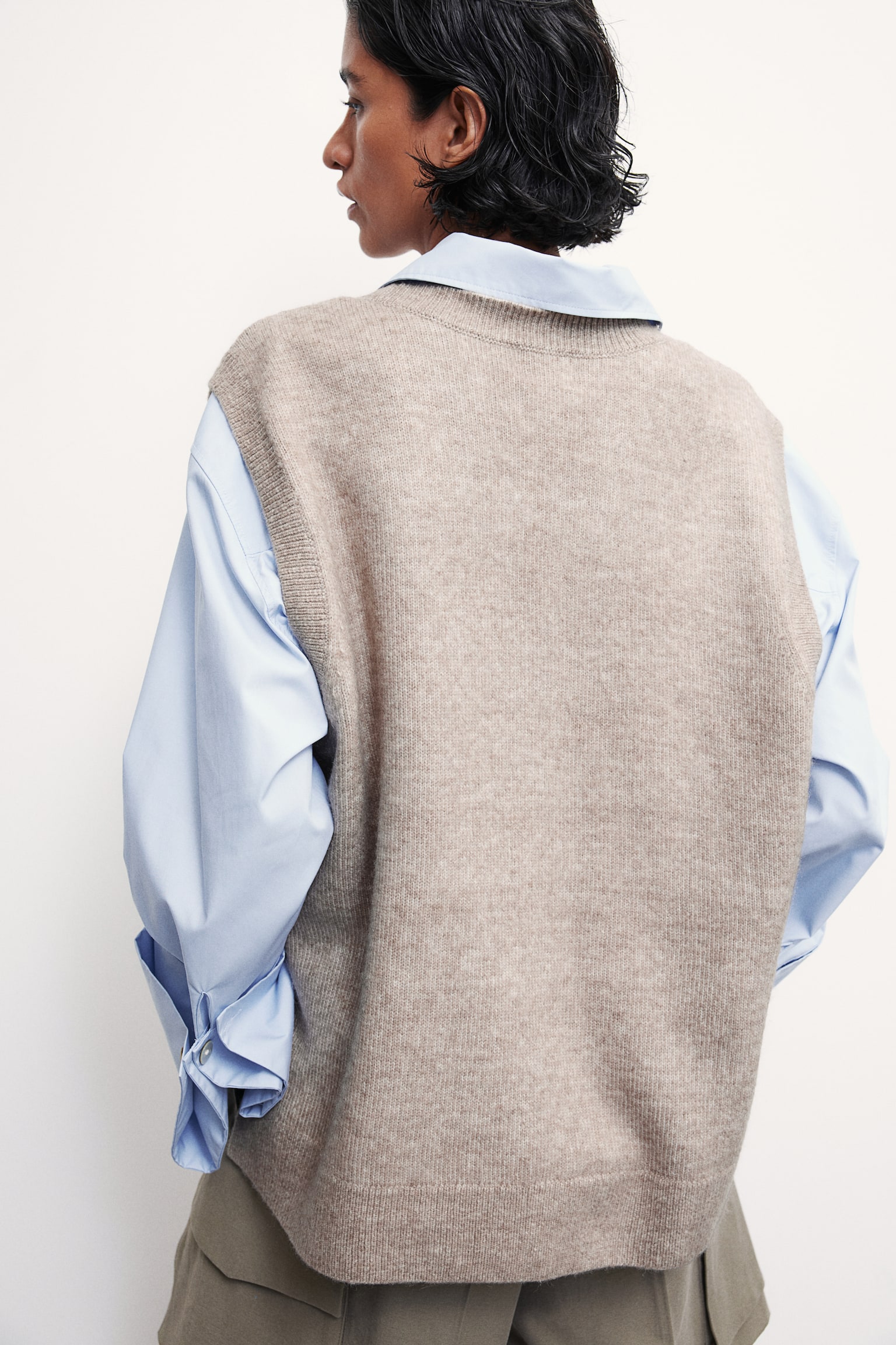 Sweater vest - Greige marl/Cream/Dark grey marl - 4