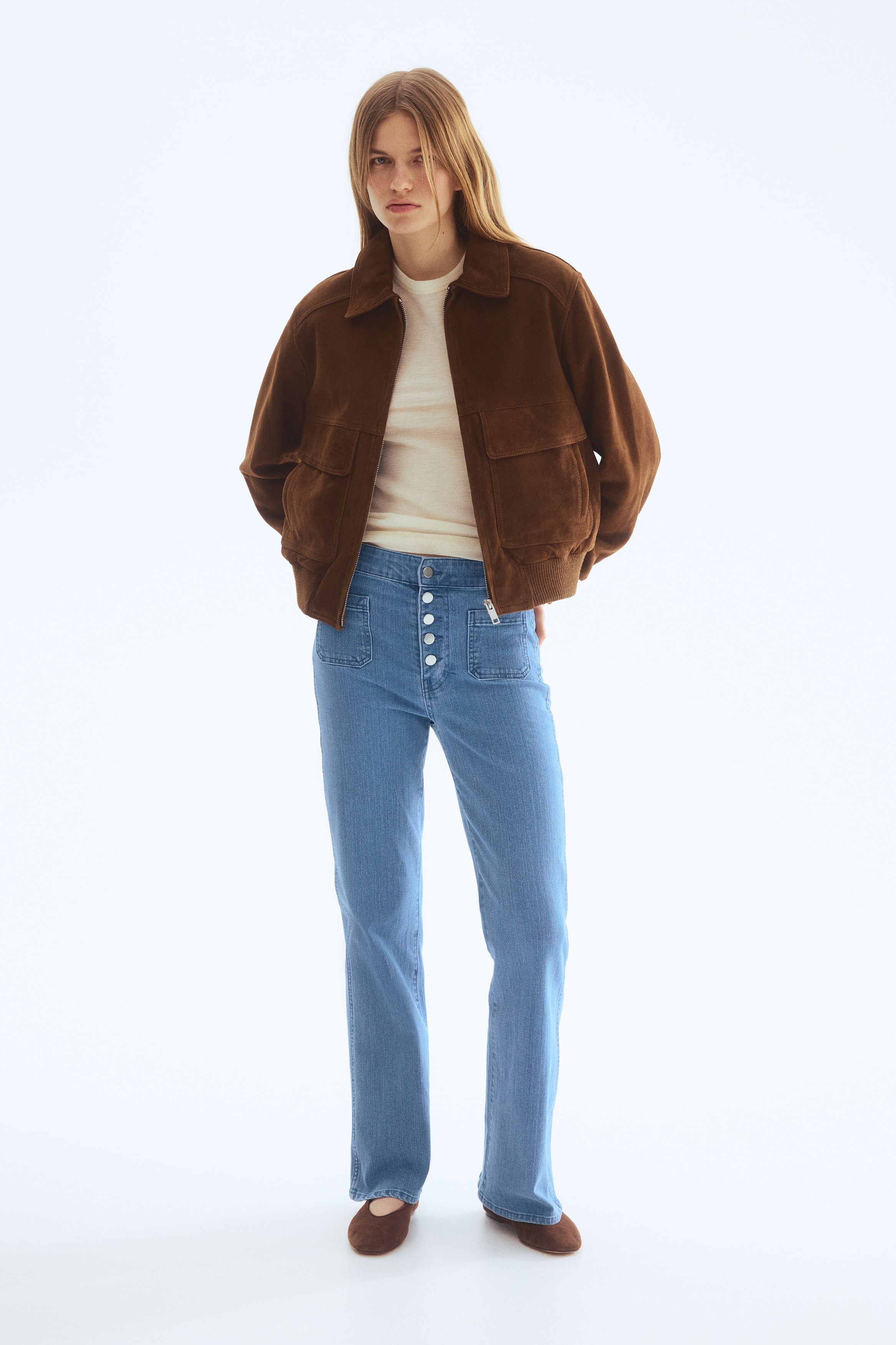 Flared Leg High Waist Jeans - Μπλε denim