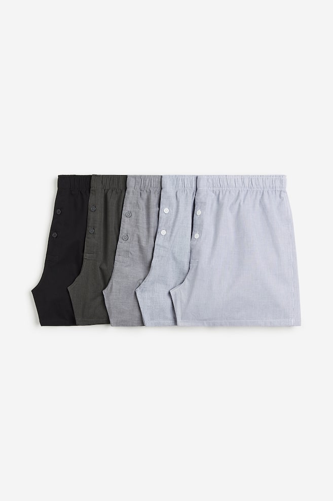 5-pack woven cotton boxer shorts - Dark grey/Black/Black/White checked/Light blue/Dark blue/Dark blue/Checked/dc/dc/dc/dc/dc/dc/dc/dc/dc/dc - 1