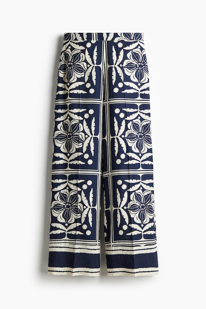 Wide trousers - Donkerblauw/dessin/Donkerbruin - 1