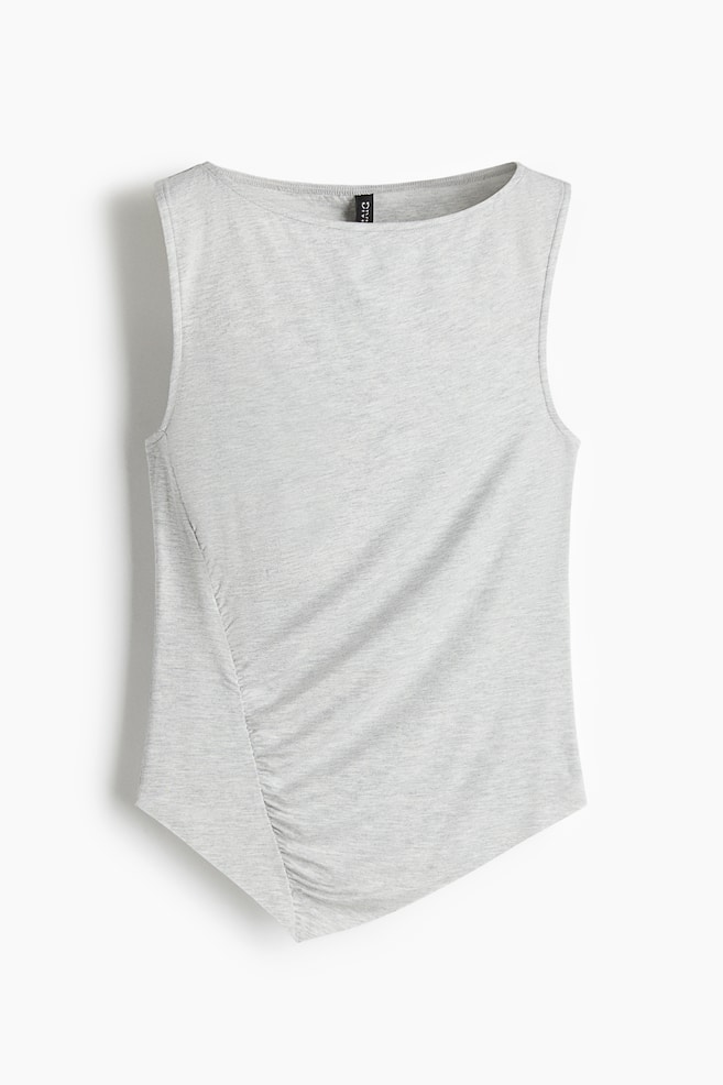 Draped jersey vest top - Light grey marl - 1