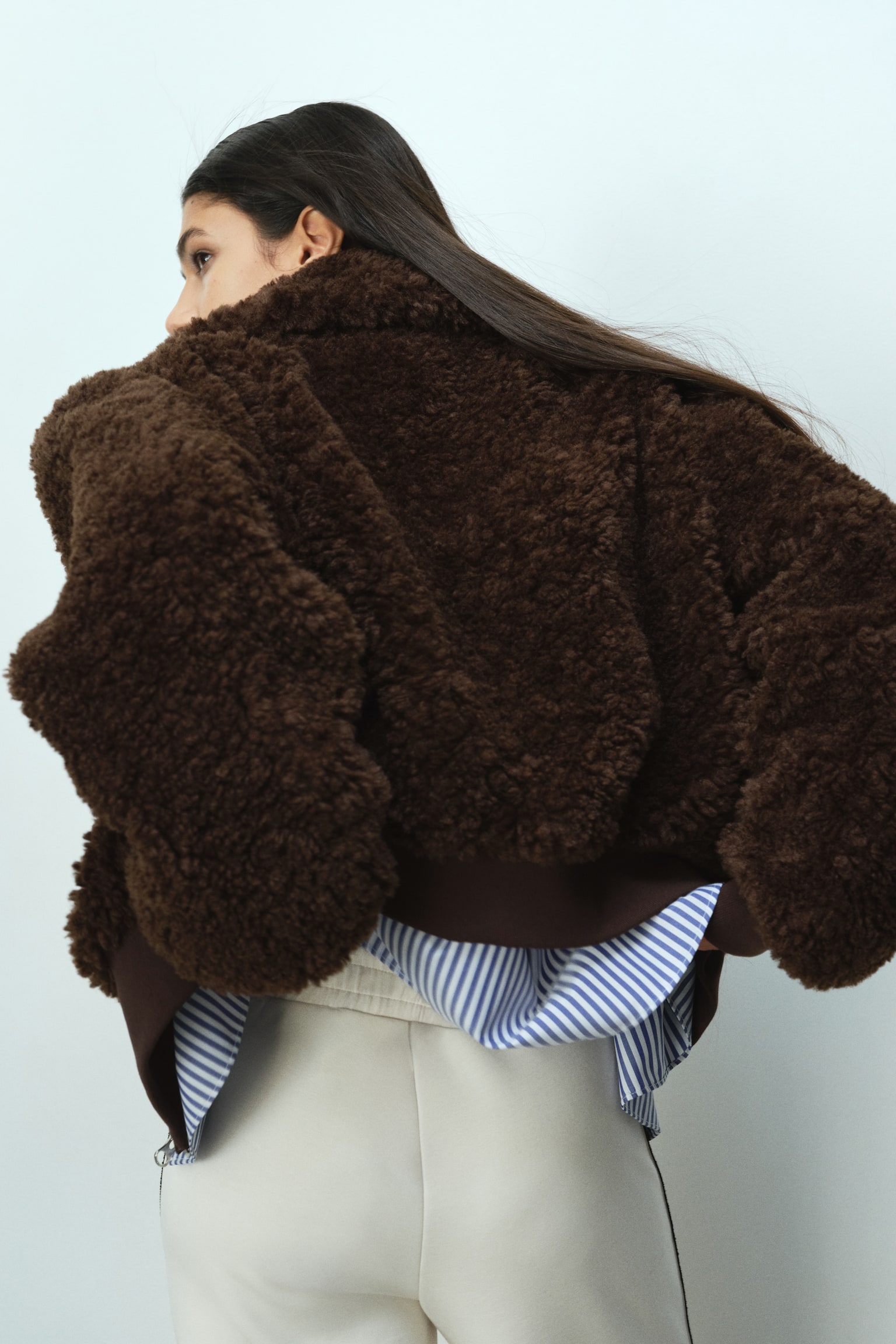 Puszysta kurtka - Ciemnobrązowy/Jasnobeżowy - 3