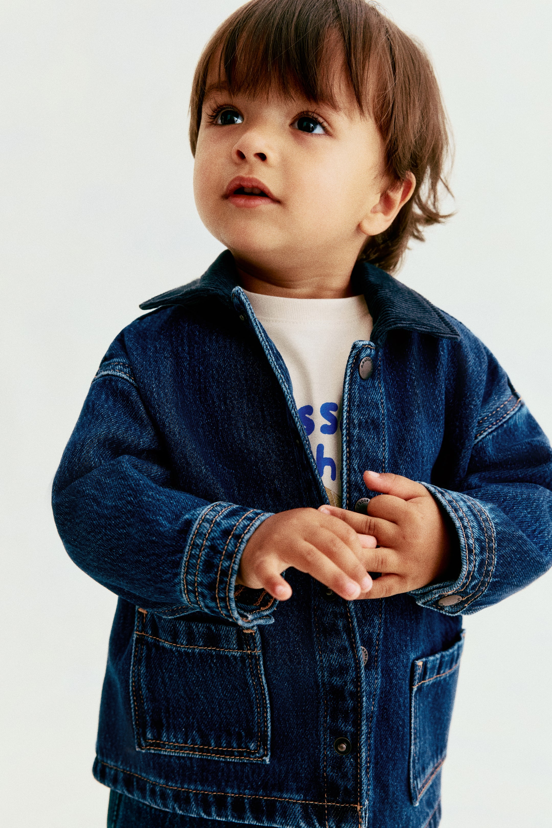 Denim Jacket with Corduroy Collar