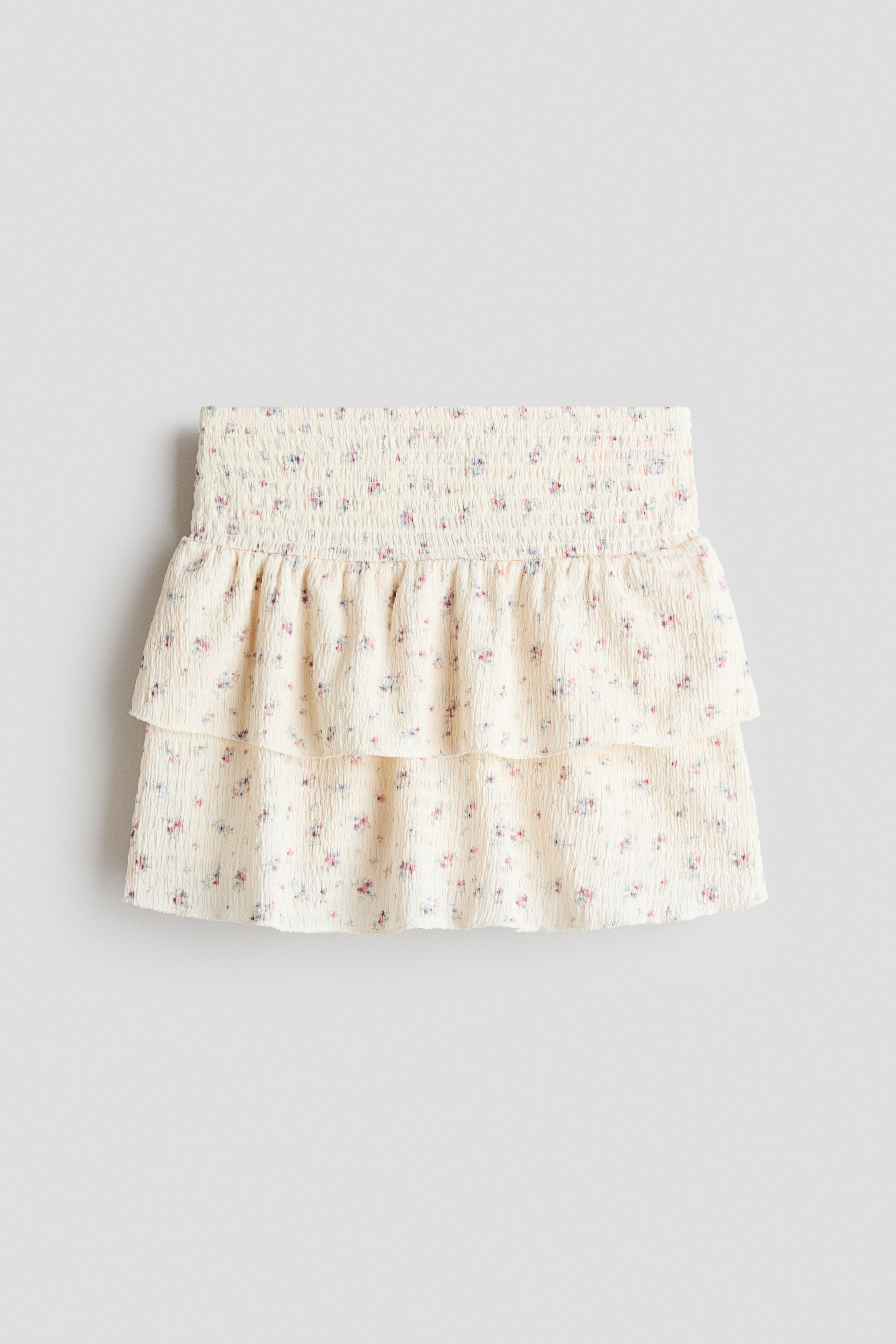 Patterned Tiered Skirt - Cream/floral/Light beige/patterned