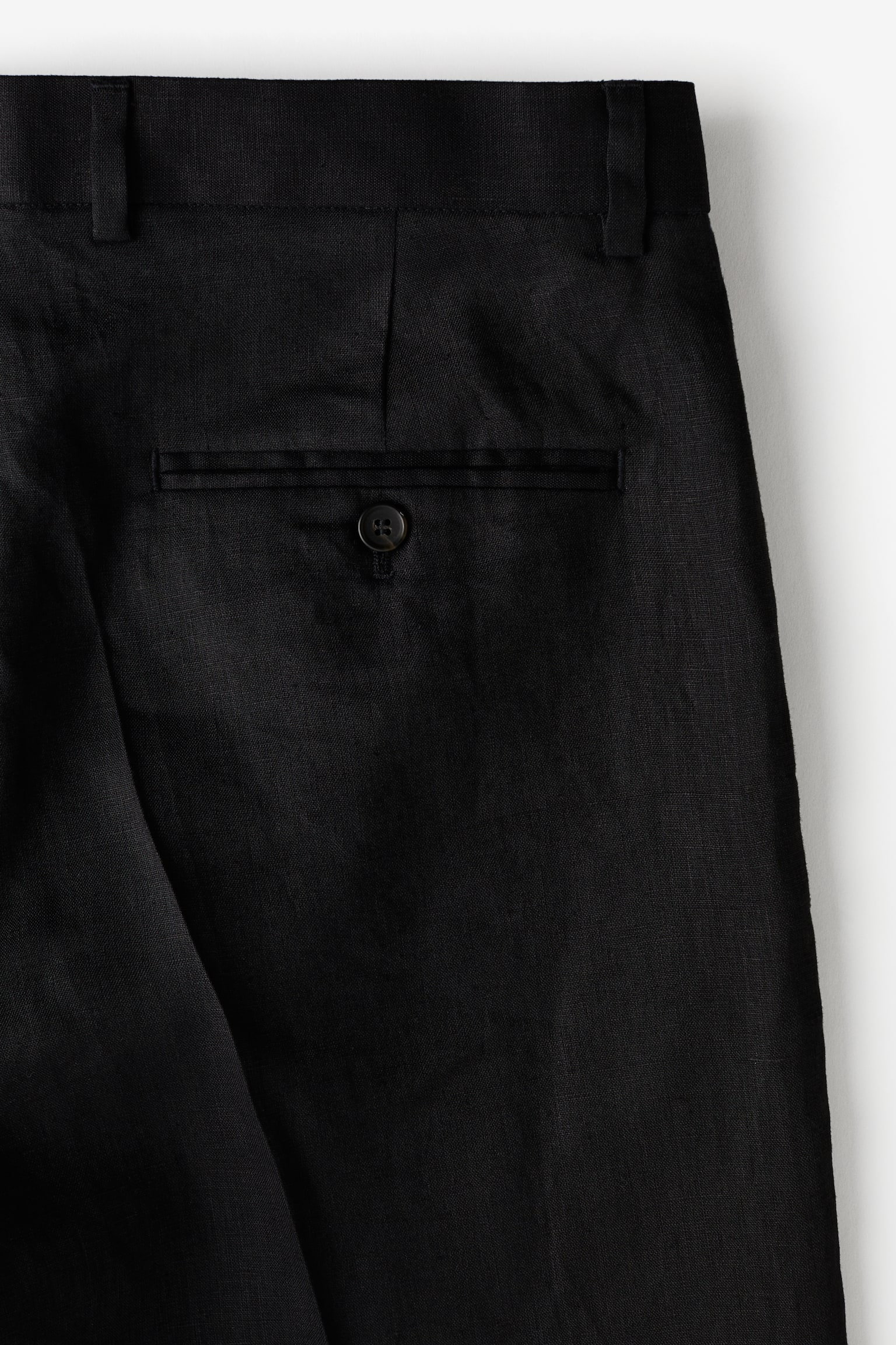 Relaxed Fit Tailored linen shorts - Black/Dark greige - 6