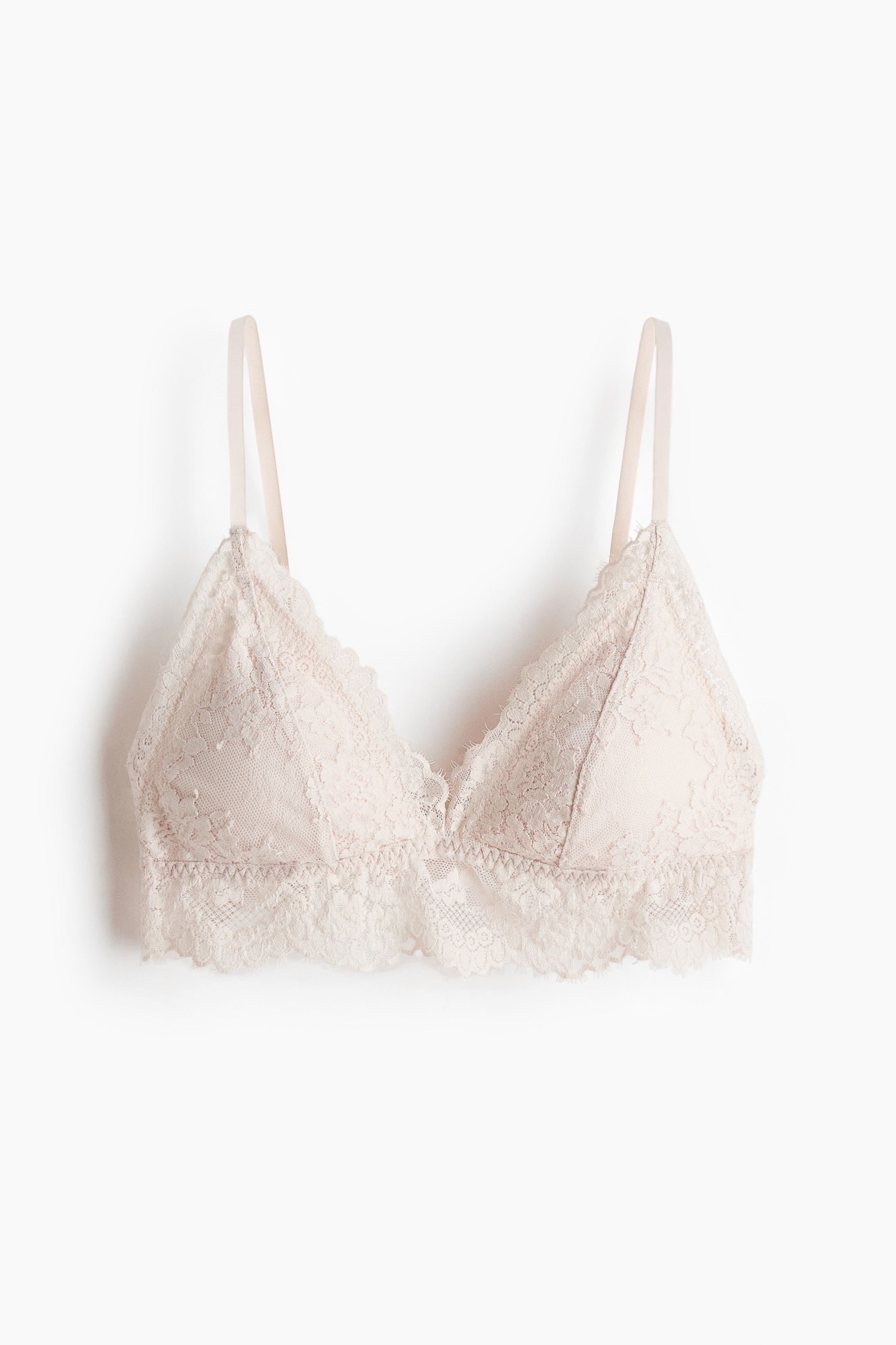 Padded soft lace bra - Pale beige/Burgundy/Black