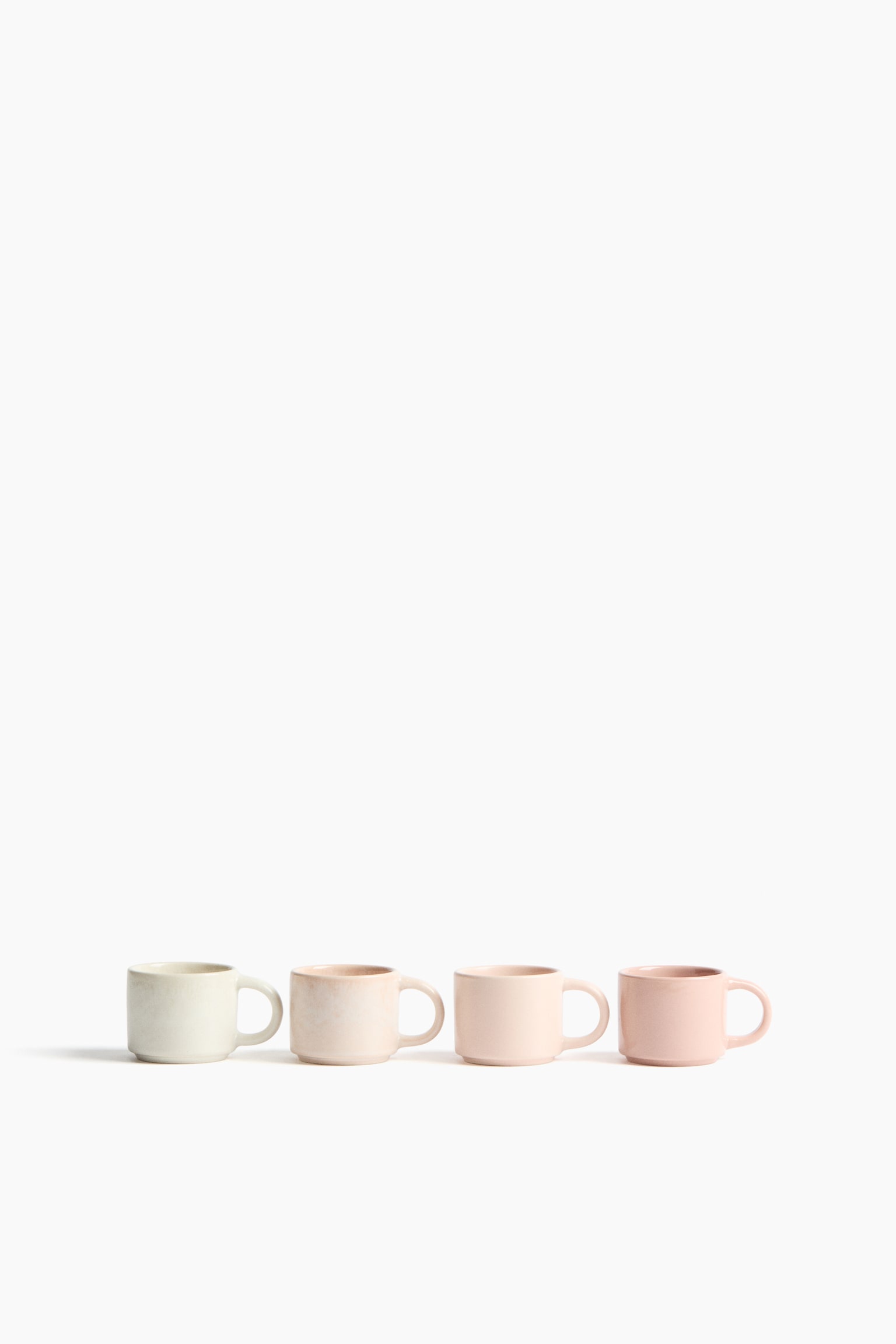 4-Pack Stoneware Espresso Mugs - Light pink/Beige