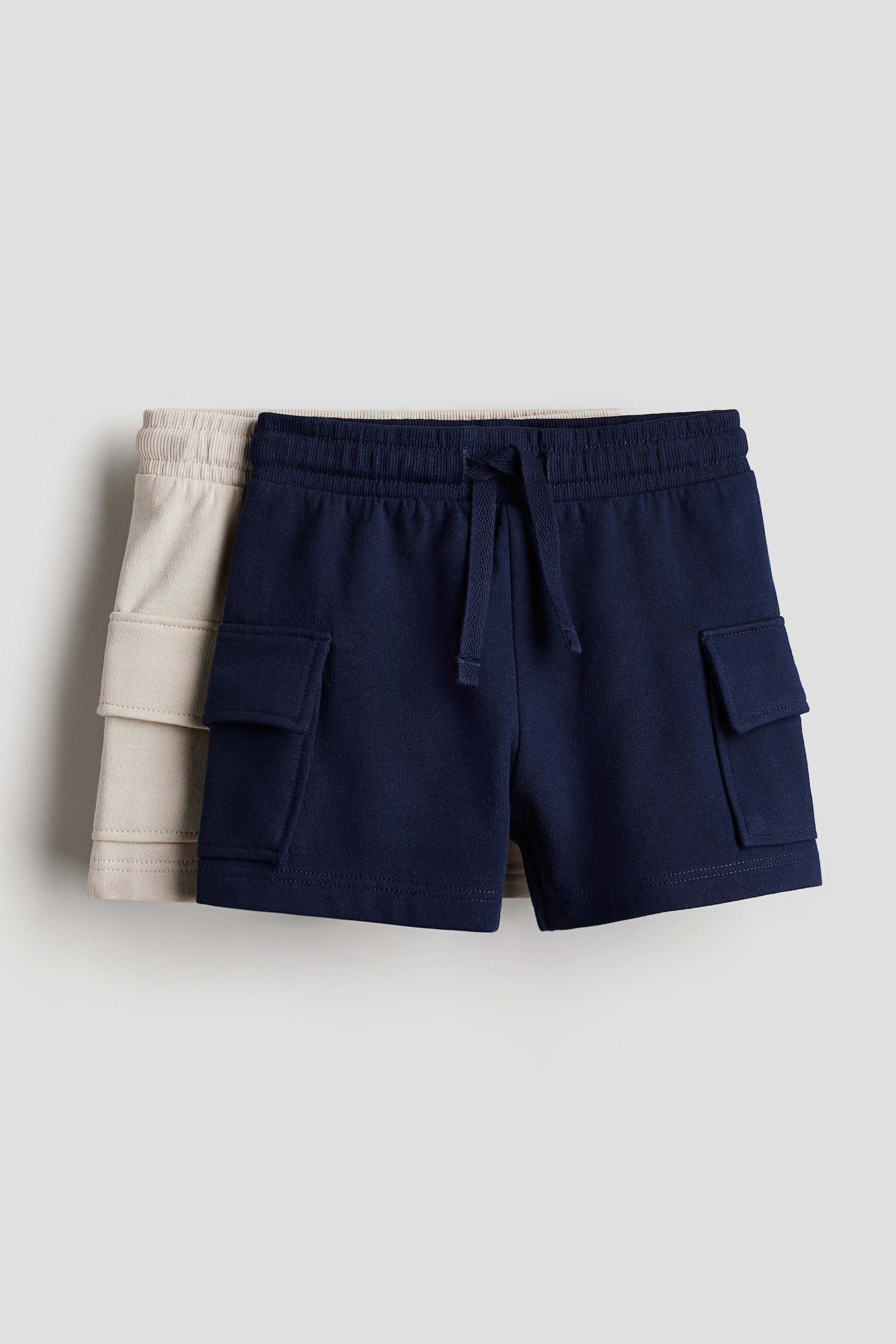 2-pack Cargo Sweat Shorts - Navy blue/Light beige/Dark grey/Light khaki green - 1