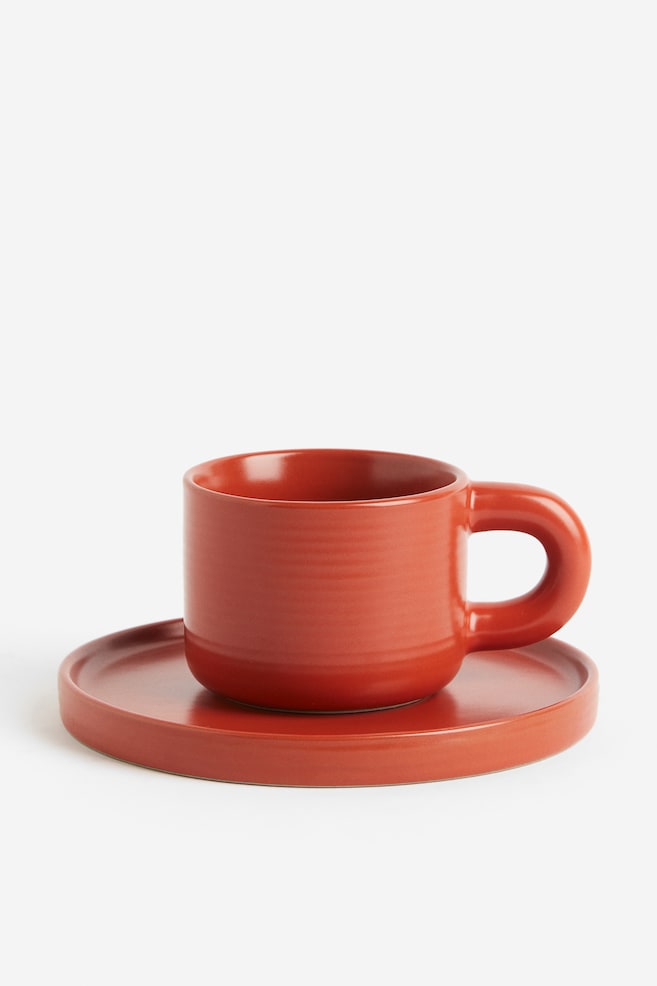 Stoneware mug - Dark orange/Black/Beige - 4
