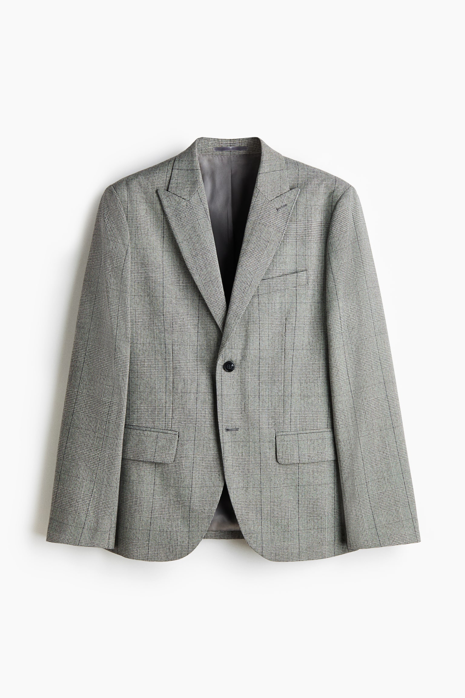 Мужская куртка H&M Regular-Fit Single-Breasted, цвет: Серый / Клетчатый — фото 1