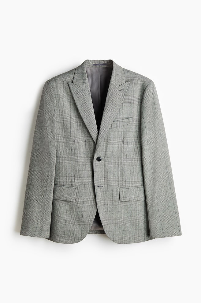 Regular-Fit Single-Breasted Jacket - Gray/plaid/Dark gray - 1