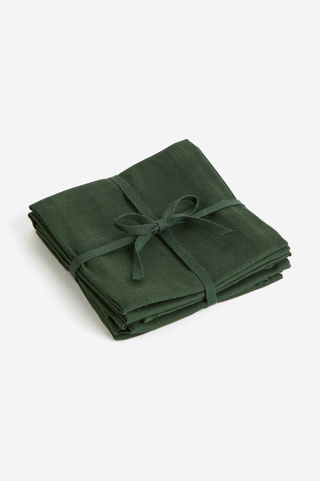 4-pack cotton napkins - Dark green/White/Anthracite grey/Dark orange /dc - 1