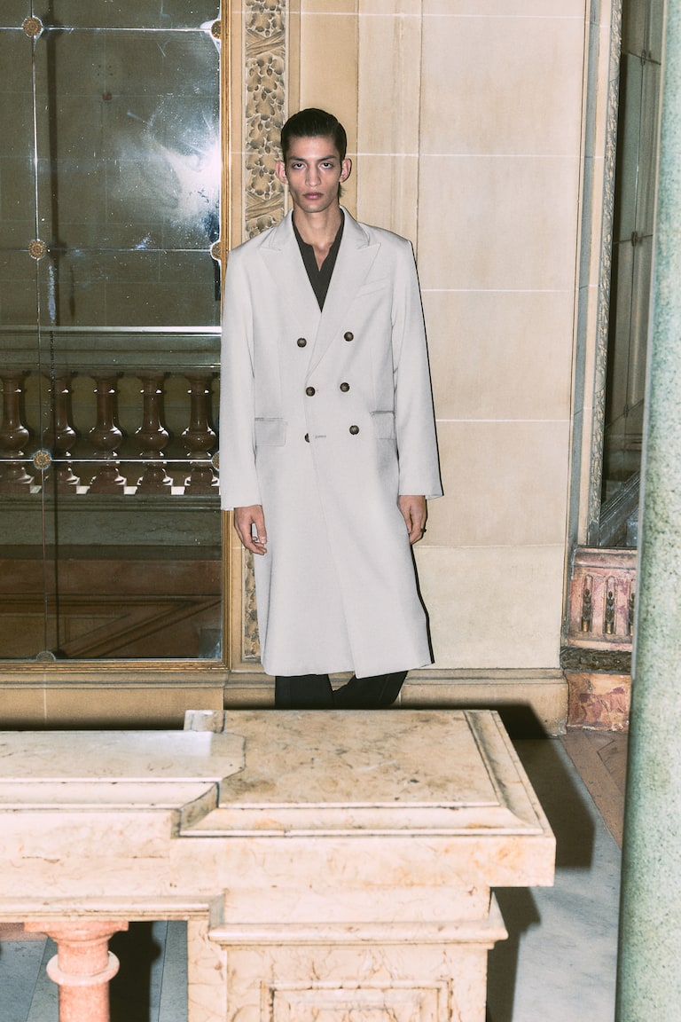 Relaxed Fit Double-breasted twill coat