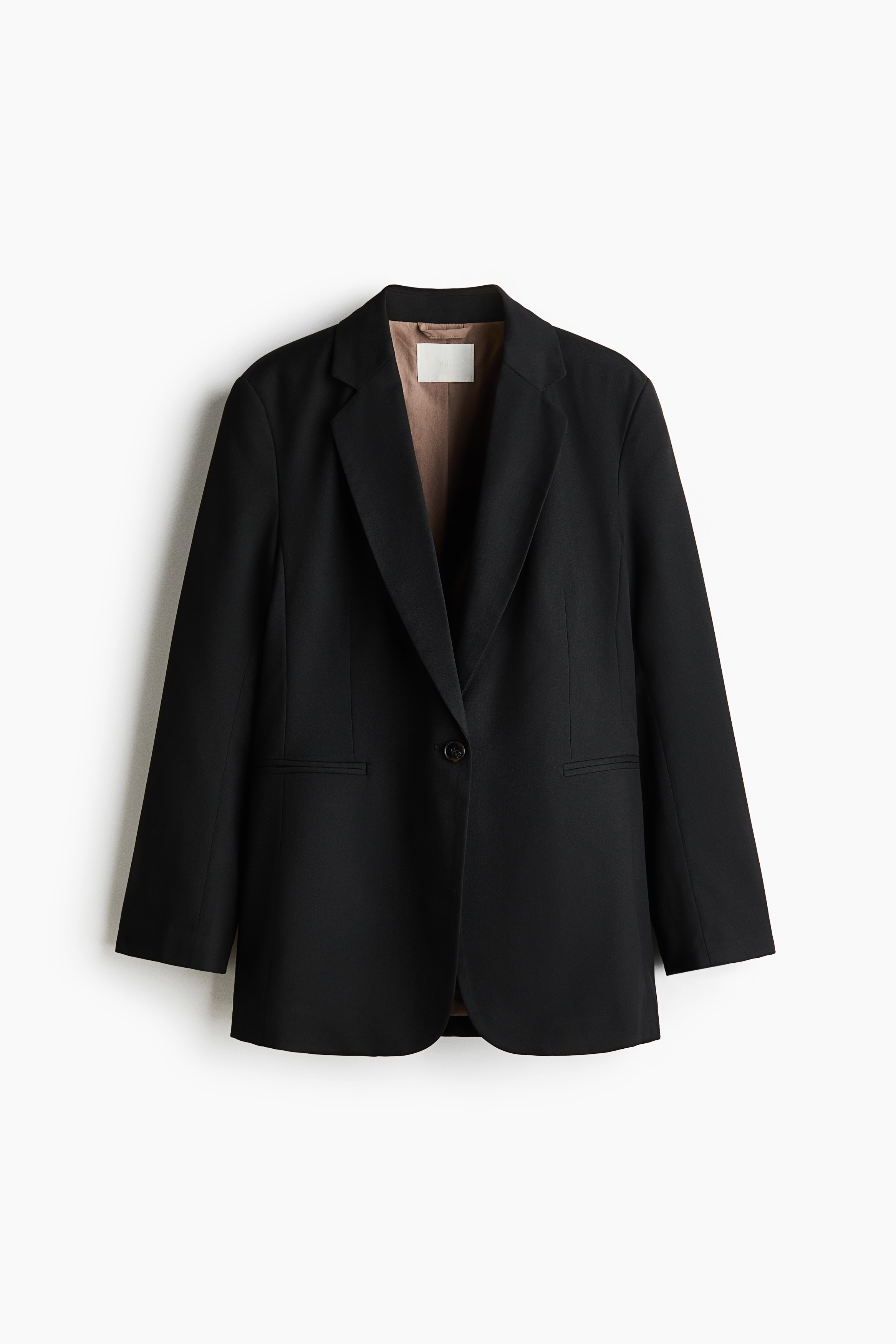 Enkelknäppt kavaj i twill - Svart/Mörkbrun