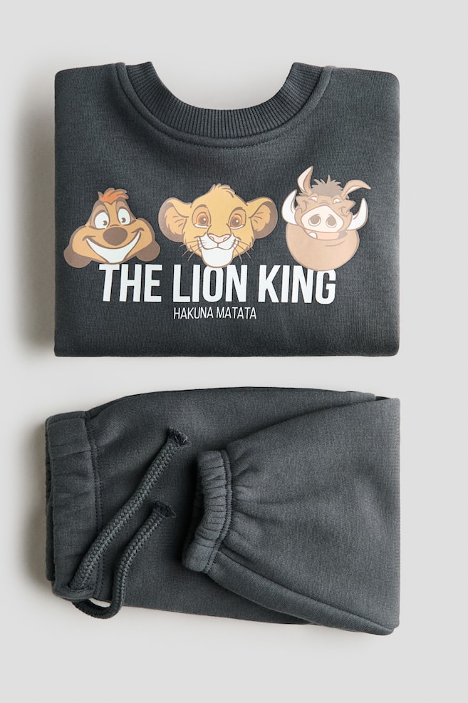 2-Piece Printed Sweatshirt and Joggers Set-Dark gray/The Lion King - 2