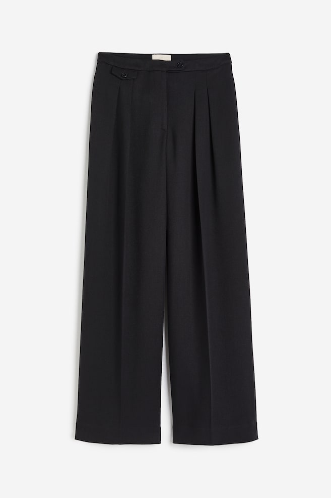 Wide wool-blend trousers - Black/Grey - 2