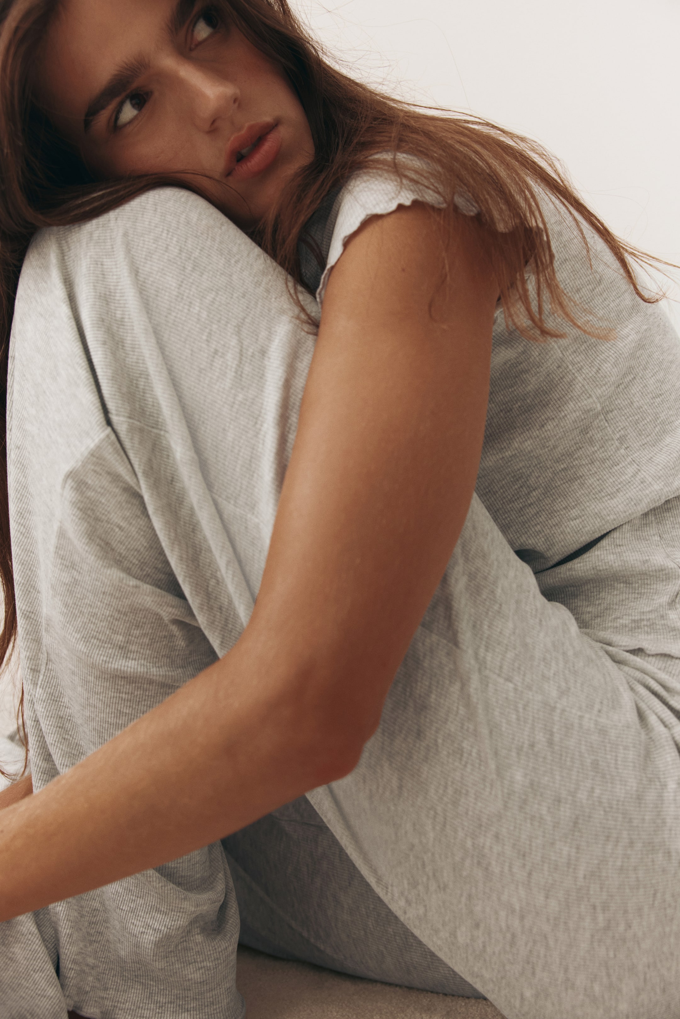 Zobraziť väčší obrázok: Rebrované pyžamo - Svetlosivá melírovaná - ŽENY | H&M SK 3