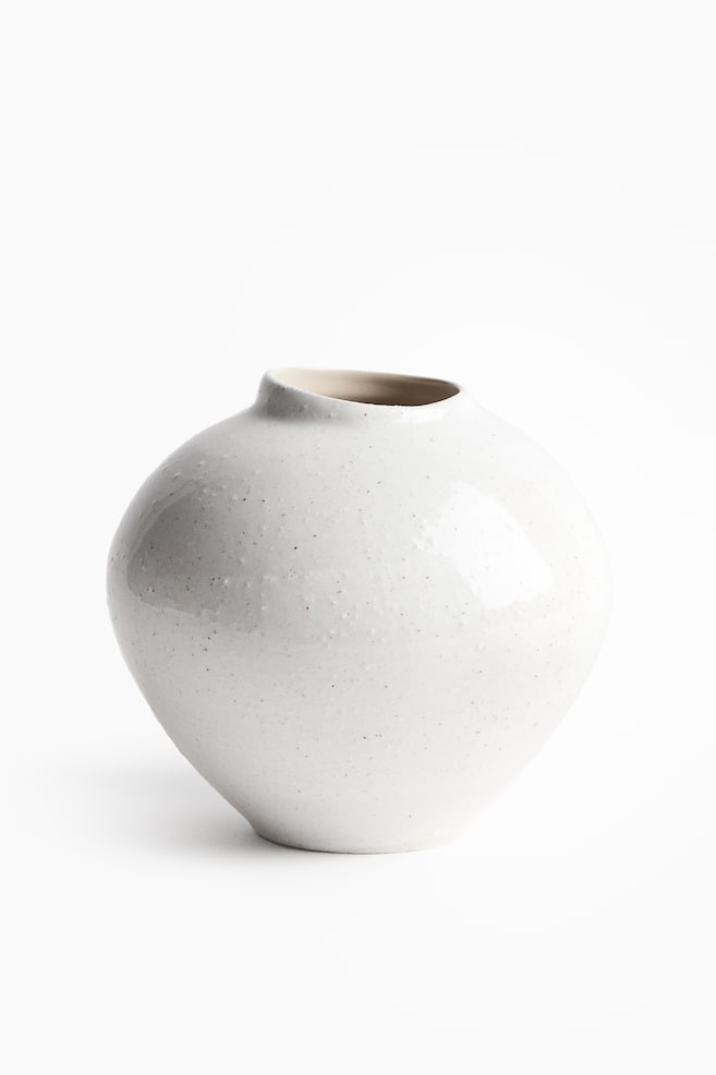 Irregular stoneware vase - White/Dark brown/Patterned/Light yellow - 1