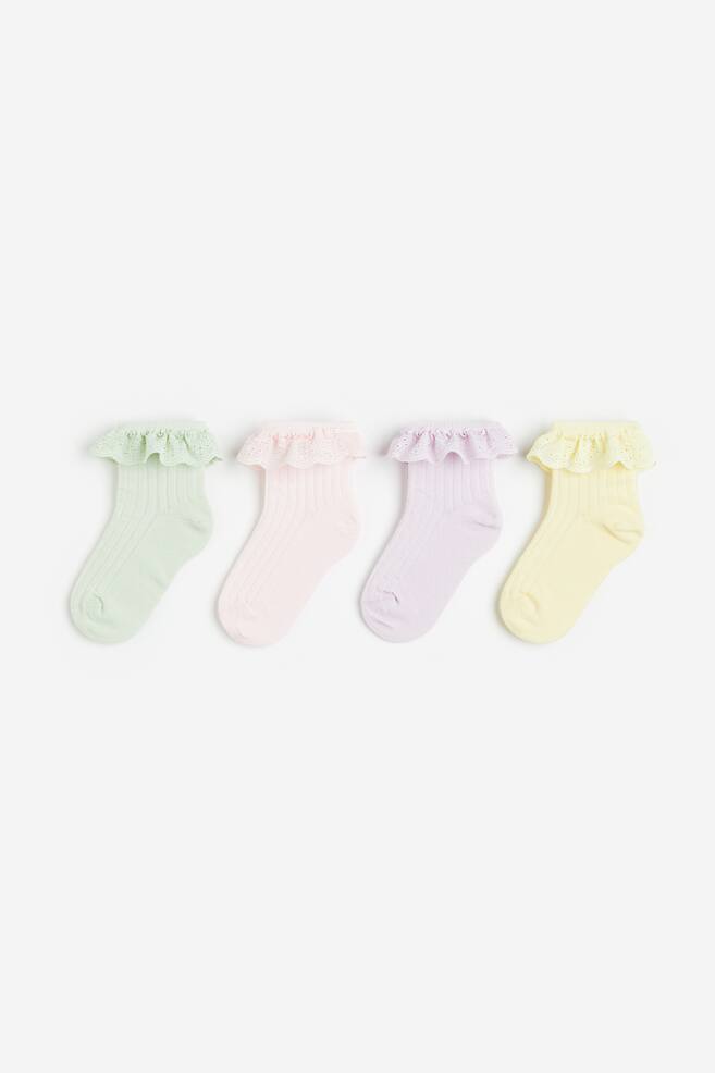 4-pack socks - Light green/Pastels/Lilac/Floral/Light beige/White/Dark pink/Light pink