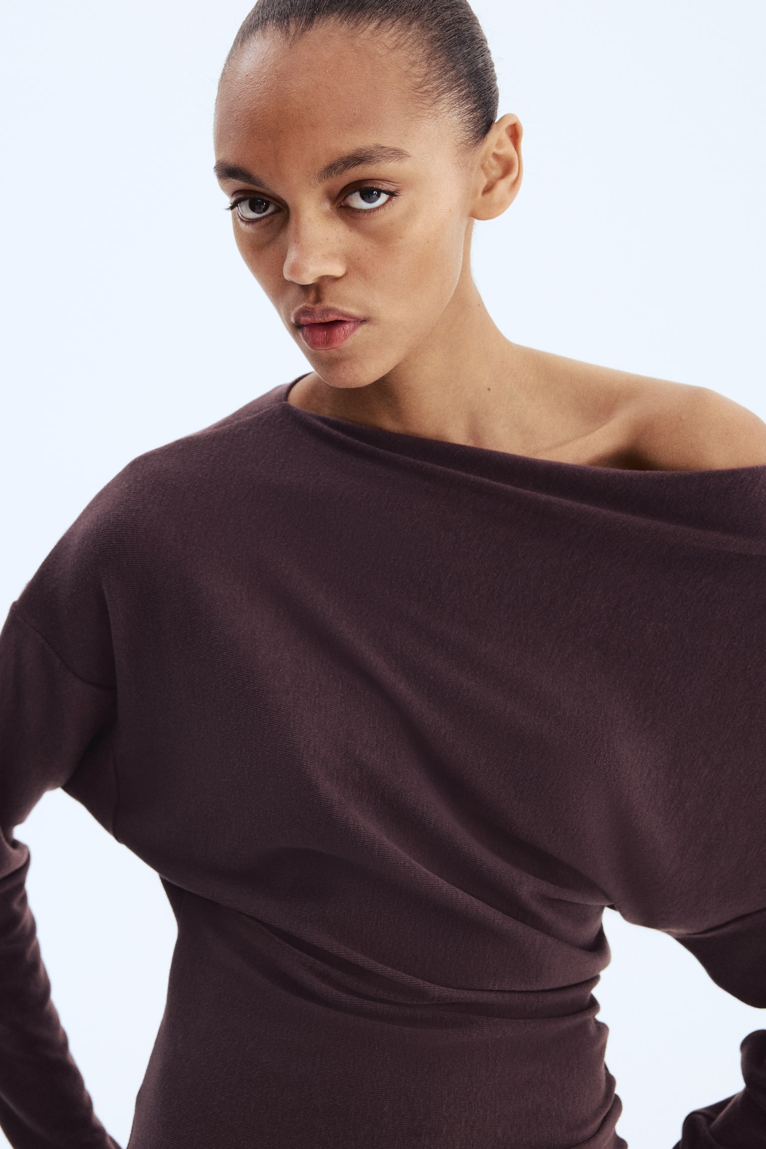 Top na jedno ramię - Ciemnobrązowy - 5