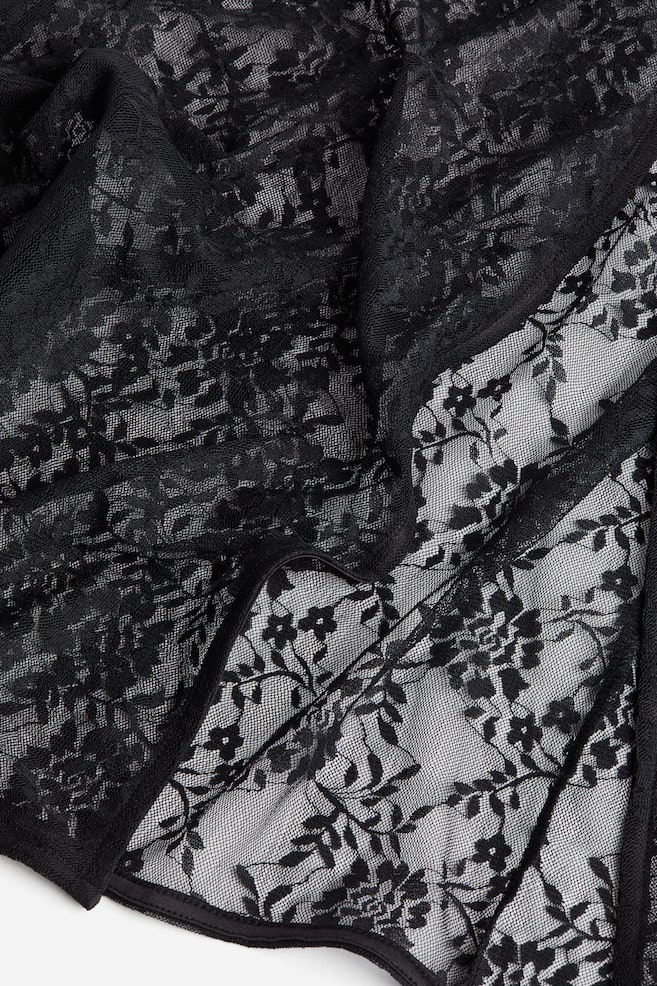 Robe en dentelle avec nœud - Noir - 4