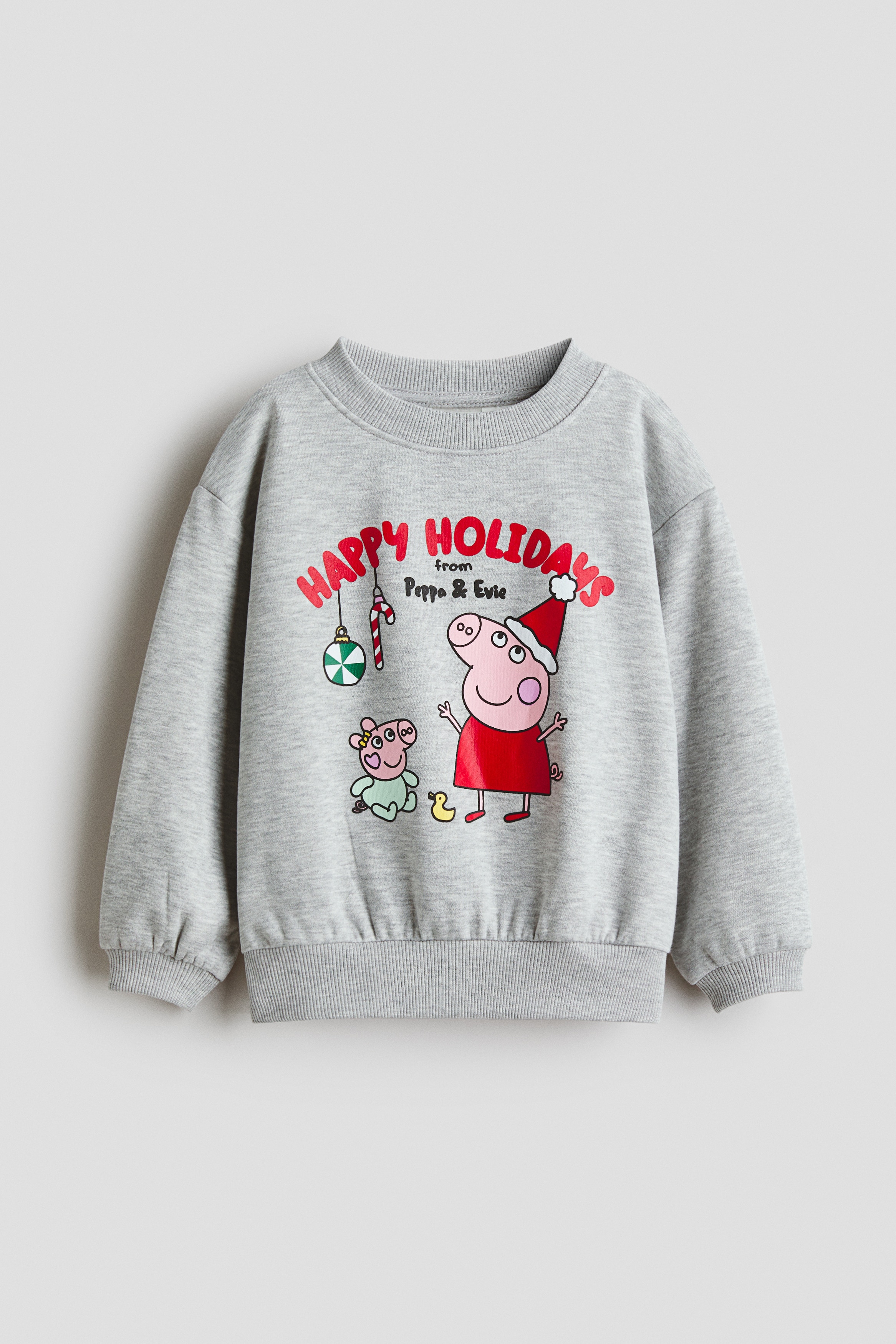 キャラクター プリント グレー スウェットシャツ プリントデザインスウェットシャツ - ライトグレーメランジ