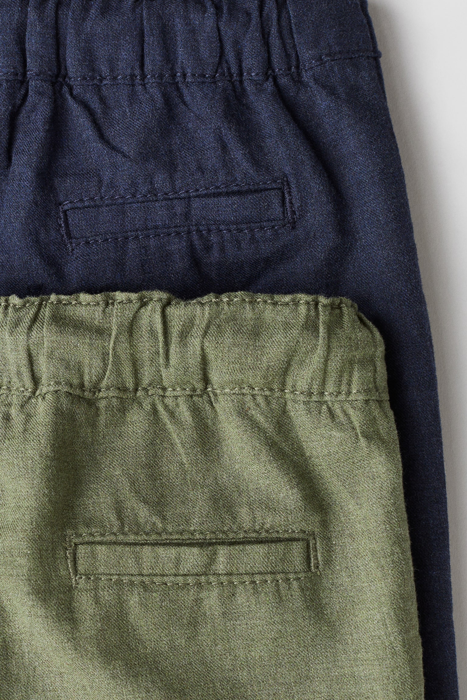 Детские брюки H&M 2-pack Fully Lined Cotton, цвет: Хаки зелёный / Синий — фото 2