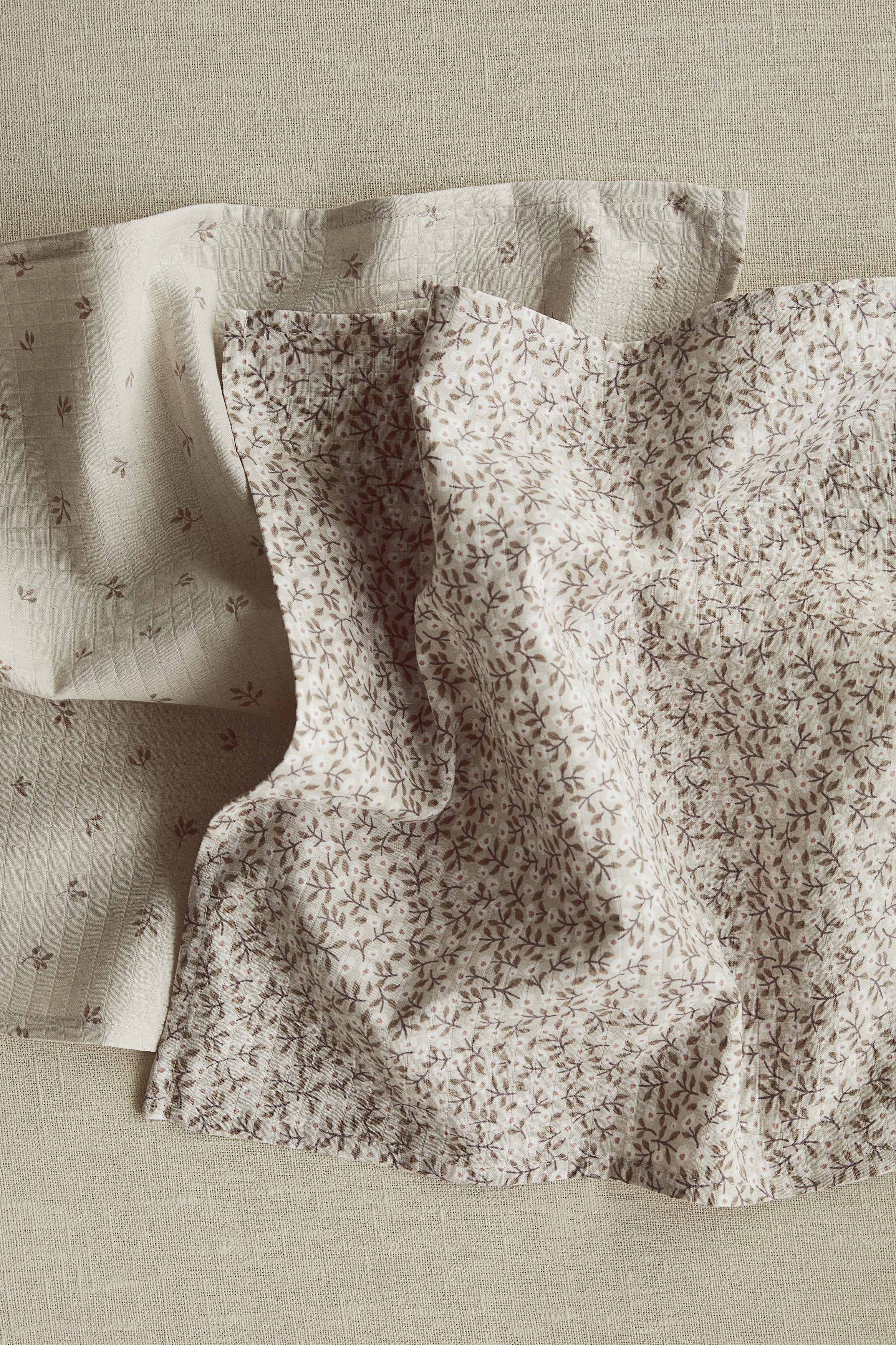 Set van 2 hydrofieldoeken - Lichtbeige/bloemen