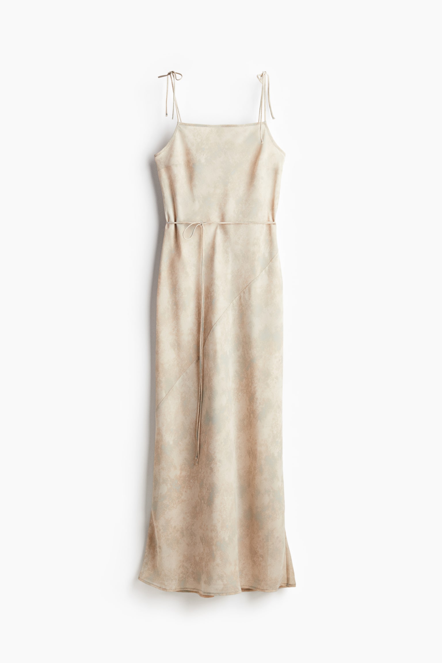 Tie-detail chiffon slip dress - Light beige/Patterned - 2