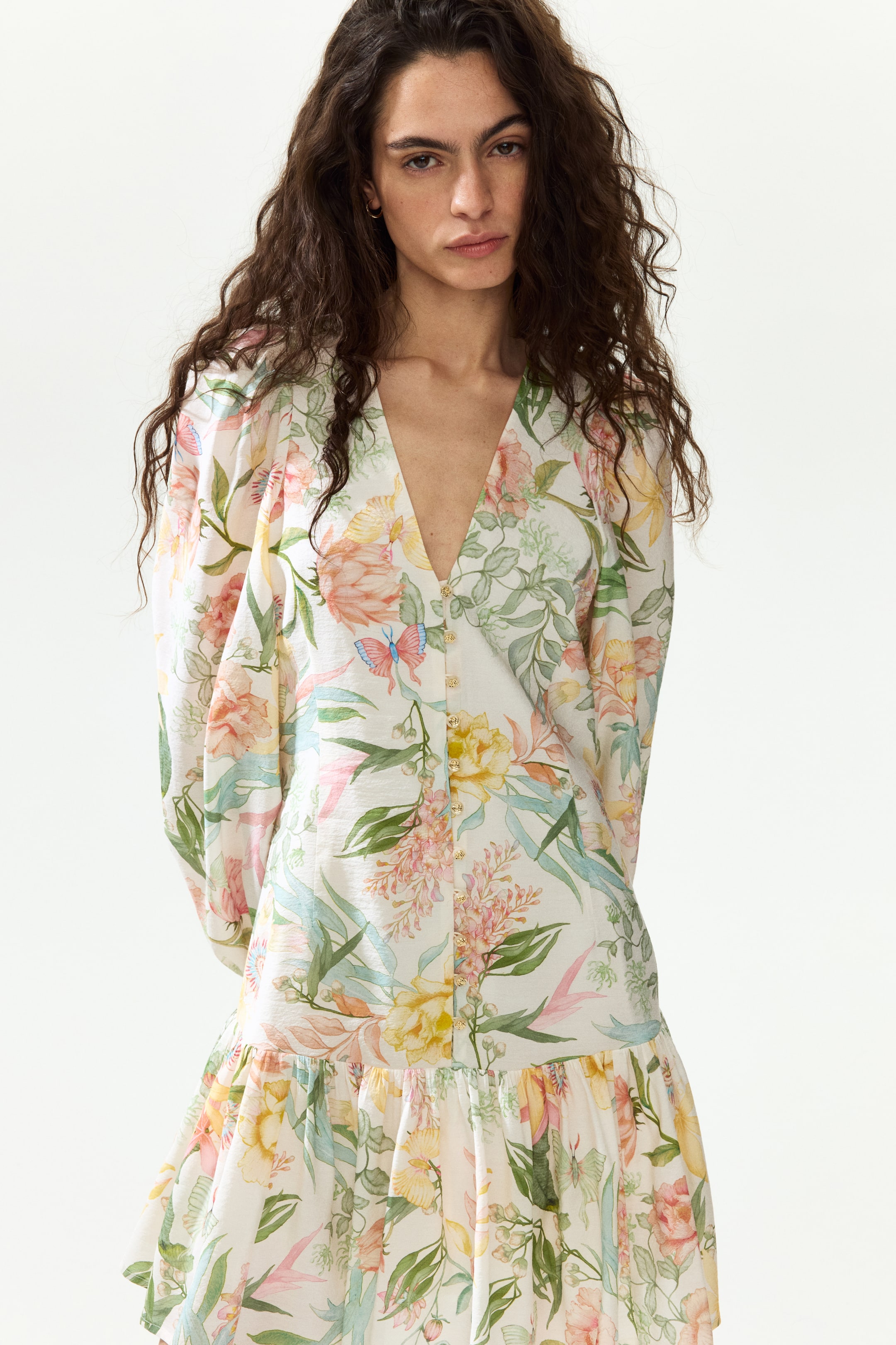 Robe tunique à manches ballon