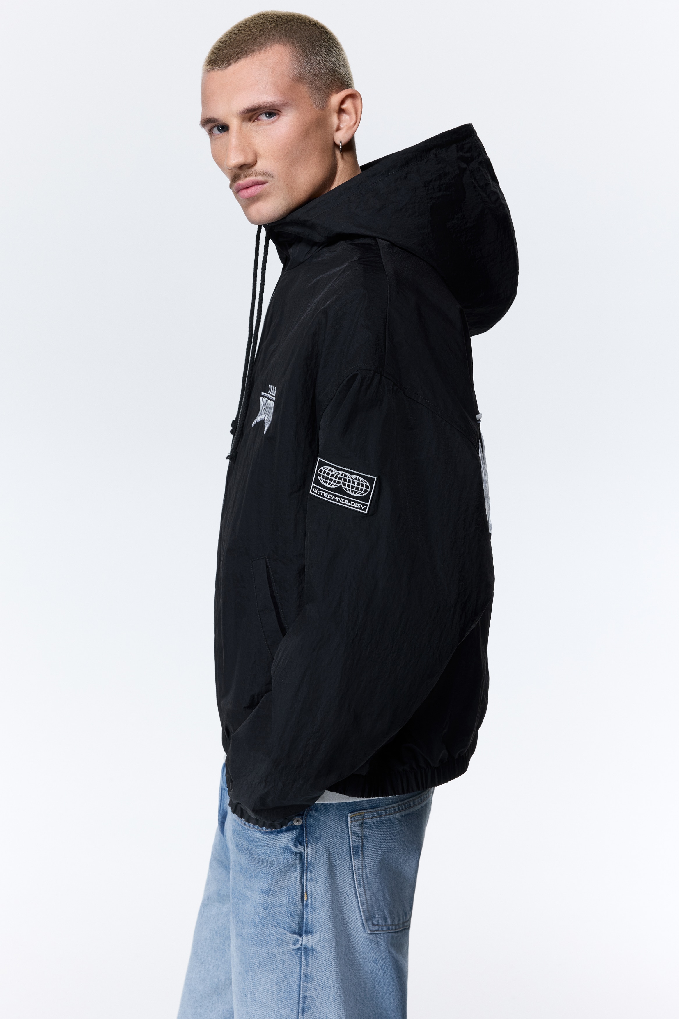 Men's Black/Team Meadows Nylon Windbreaker | H&M US