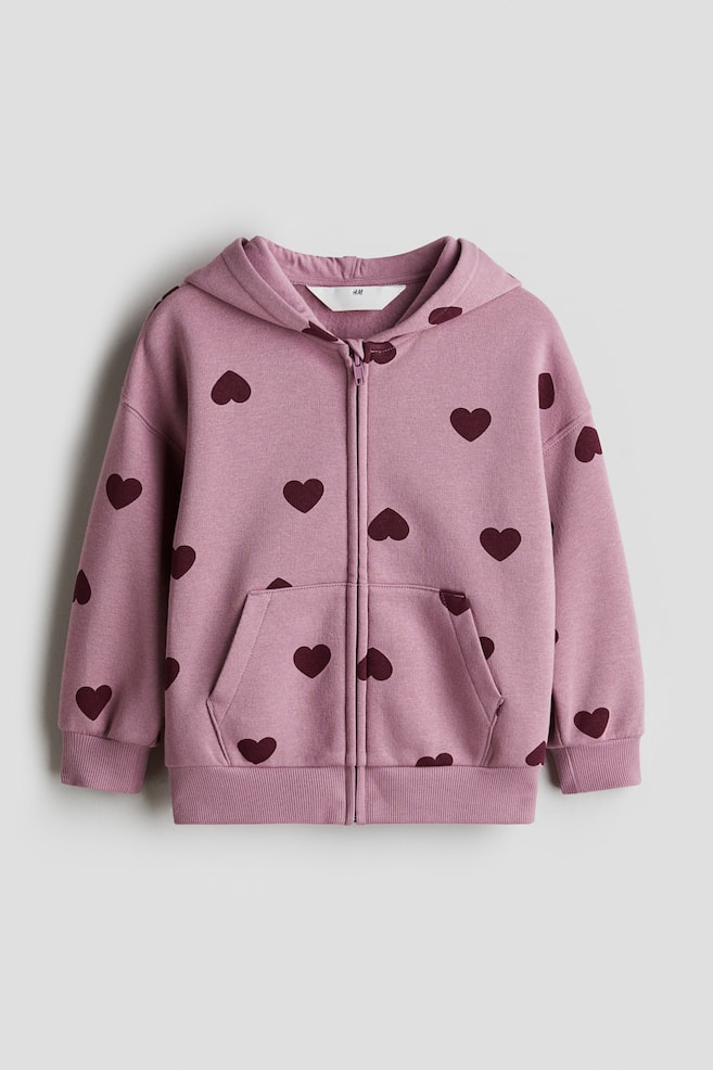 Oversized Hooded Jacket - Purple/hearts/Light beige melange/Light pink/Dark gray/hearts/Bubblegum pink - 1