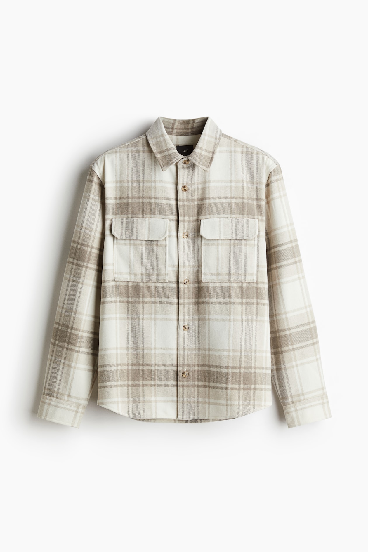 Regular Fit Felted overshirt Beige/Checked Men H&M IN