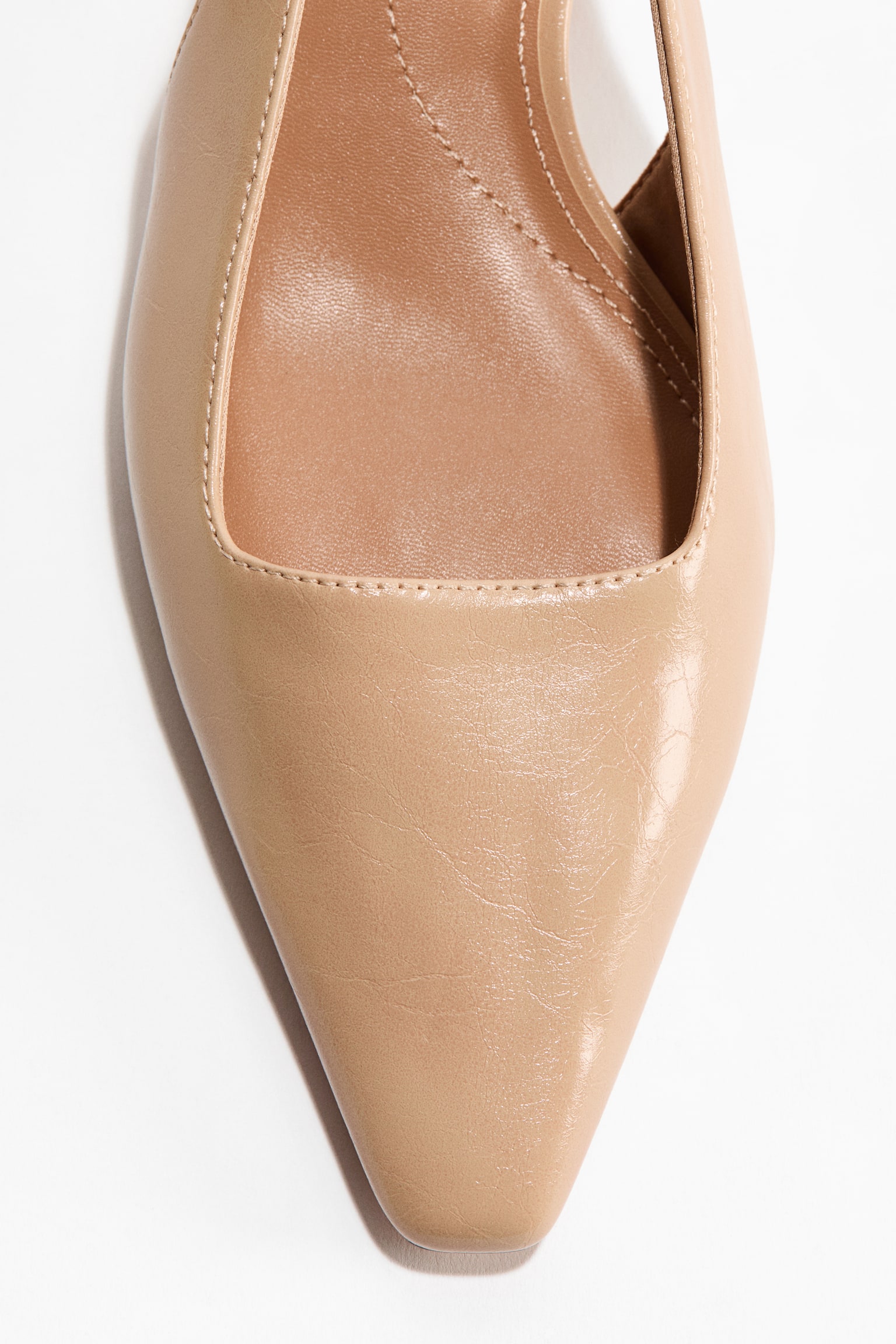 נעלי סלינג בק עם עקב סטילטו נמוך - בז' - 3