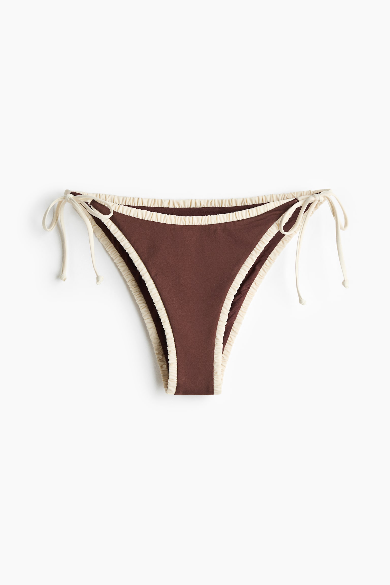 Braga de bikini cheeky con tiras de anudar - Marrón oscuro/Crema/Blanco/Lunares/Rosa/Blanco/Floral - 2