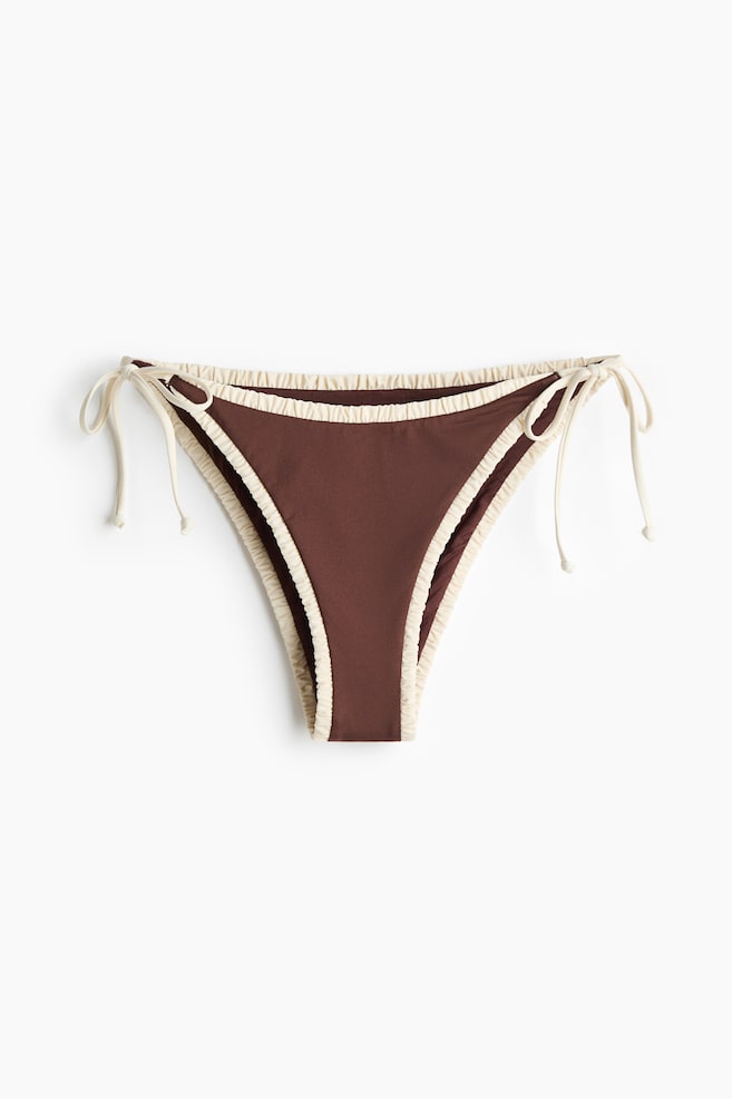 Cheeky Tie Bikini Bottoms - Dark brown/cream/Pink/White/floral - 1