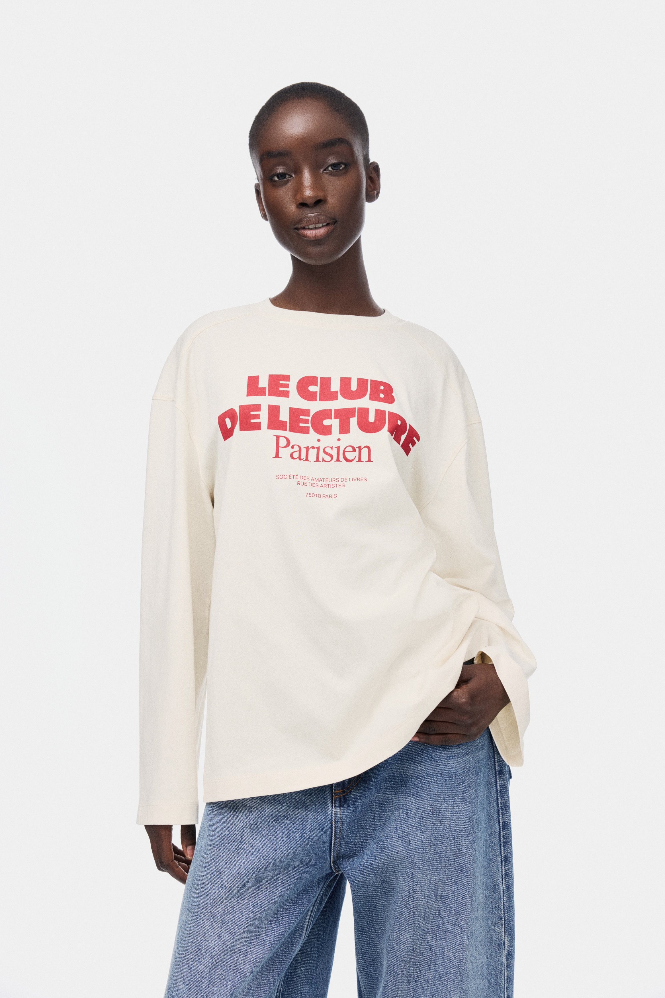 トップス litmuslitmuslitmus herpraha jersey tops Women's White/Les Nuits Oversized jersey top | H&M GB