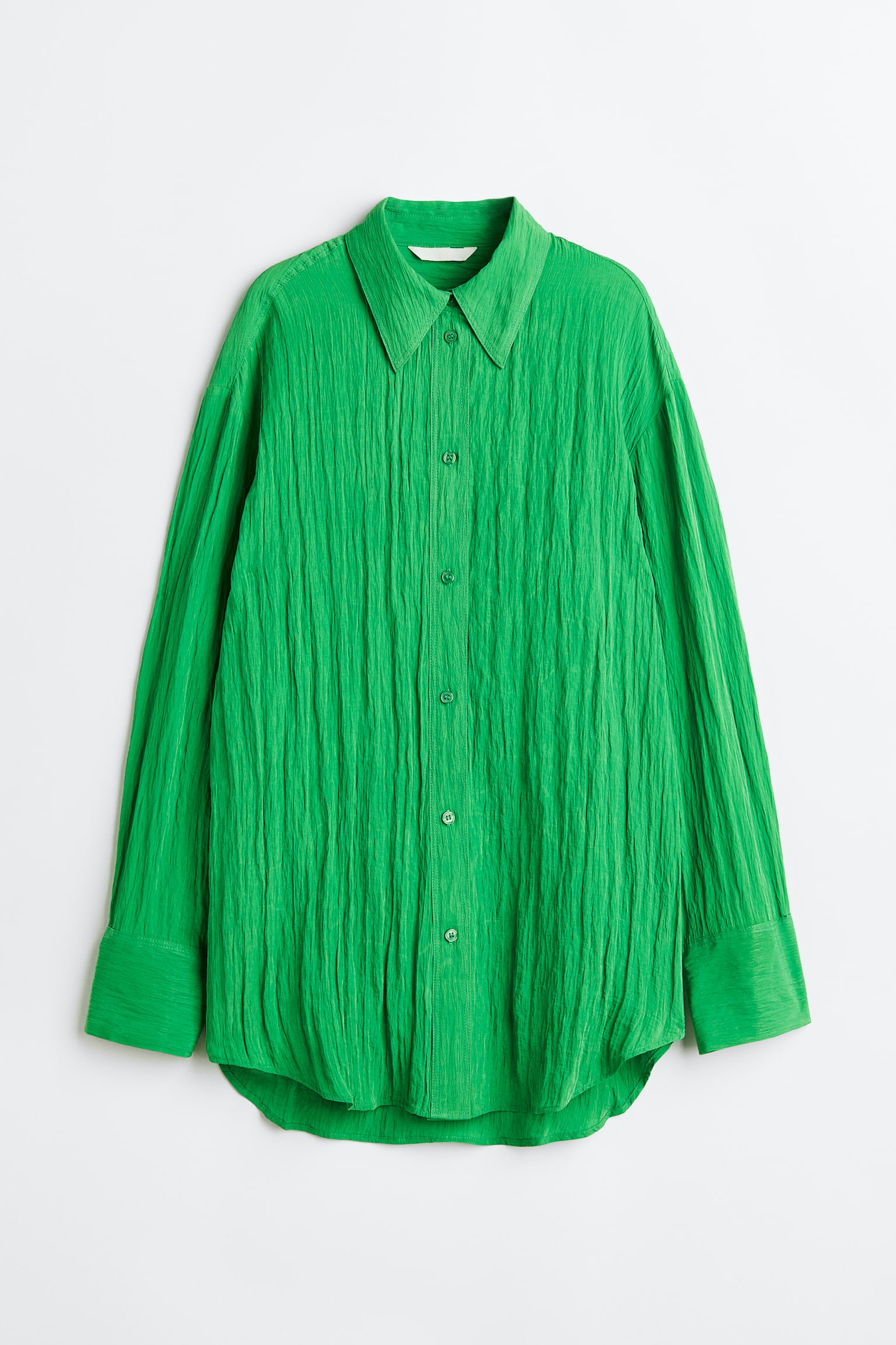 Crinkled Chiffon Shirt - Bright green/White/Coral/White/Leaf pattern/Yellow/Black/Stripe/Light beige/Leaf pattern - 1