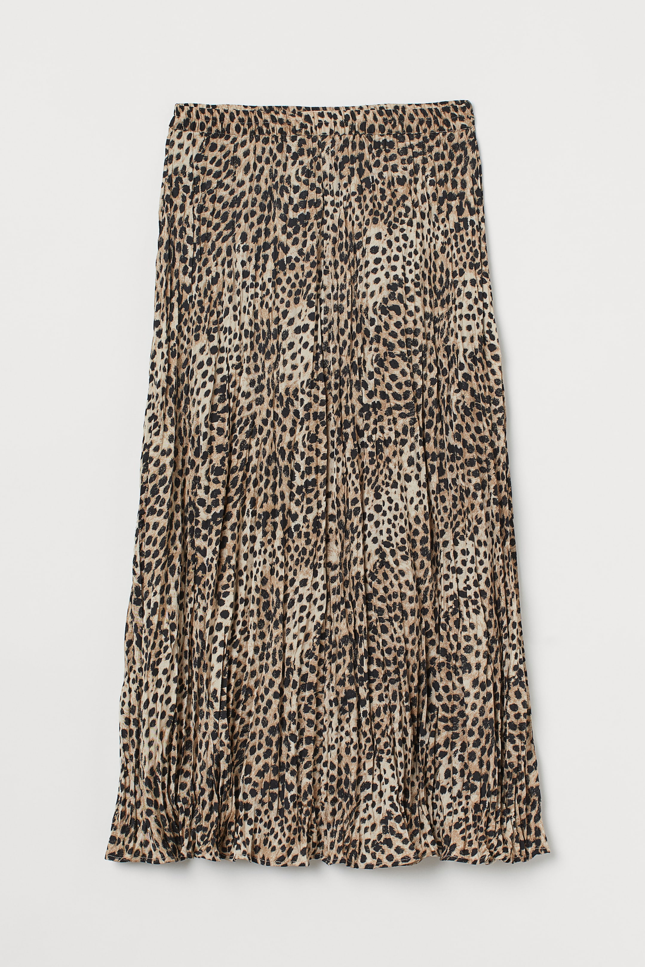 Crinkled skirt - High waist - Midi - Beige/Leopard print - Ladies | H&M GB