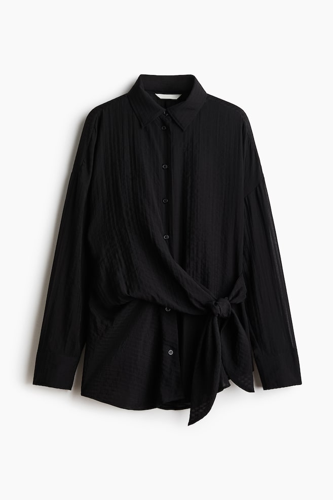 Tie-detail shirt - Black/White - 1