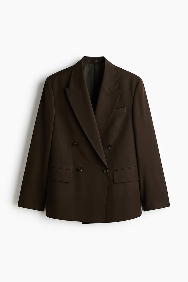 Regular-Fit Double-Breasted Jacket - Dark khaki green/Dark brown/Brown - 1