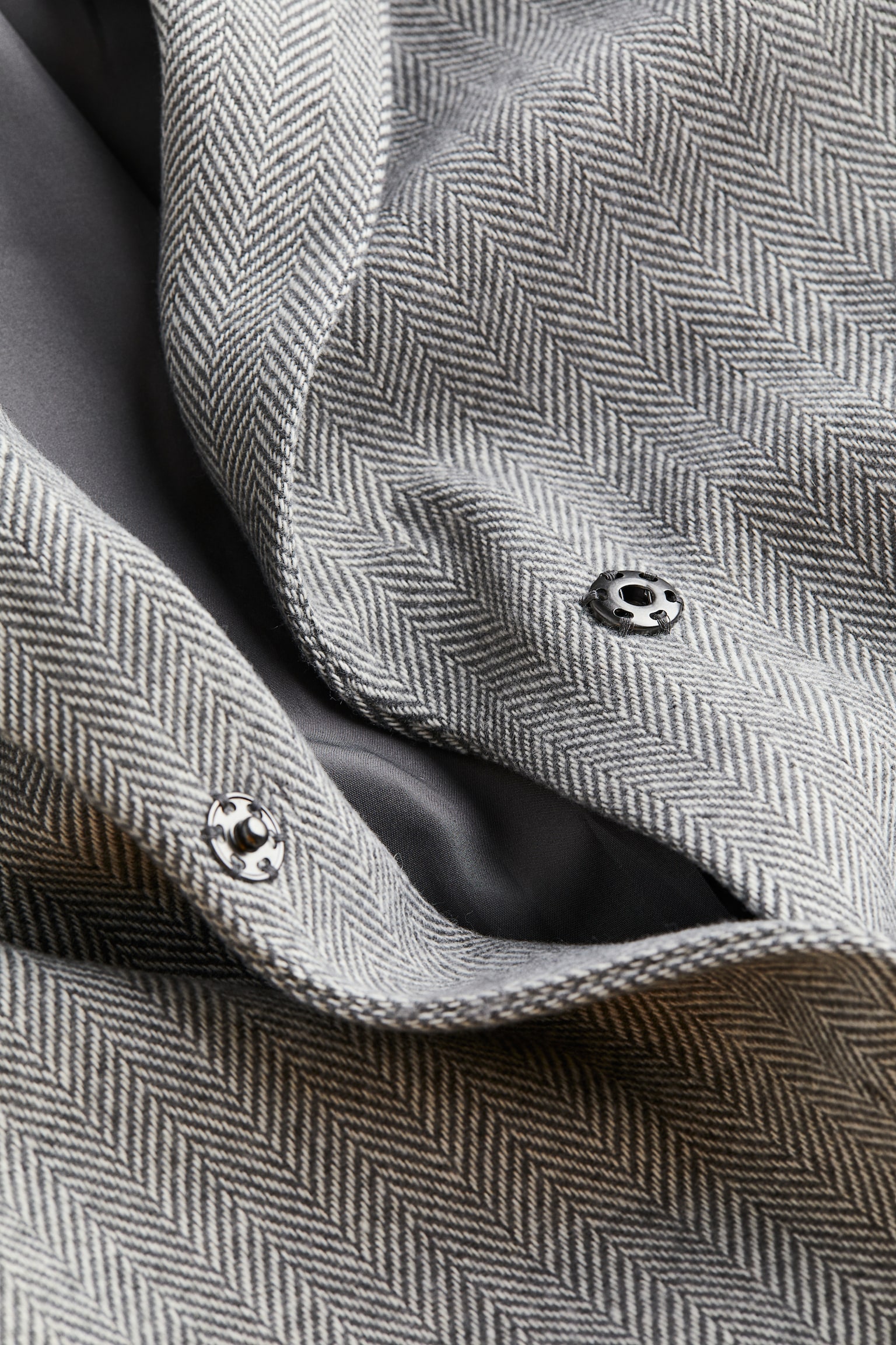 Tie Belt Coat - Grey/Herringbone pattern/Black/Beige - 2