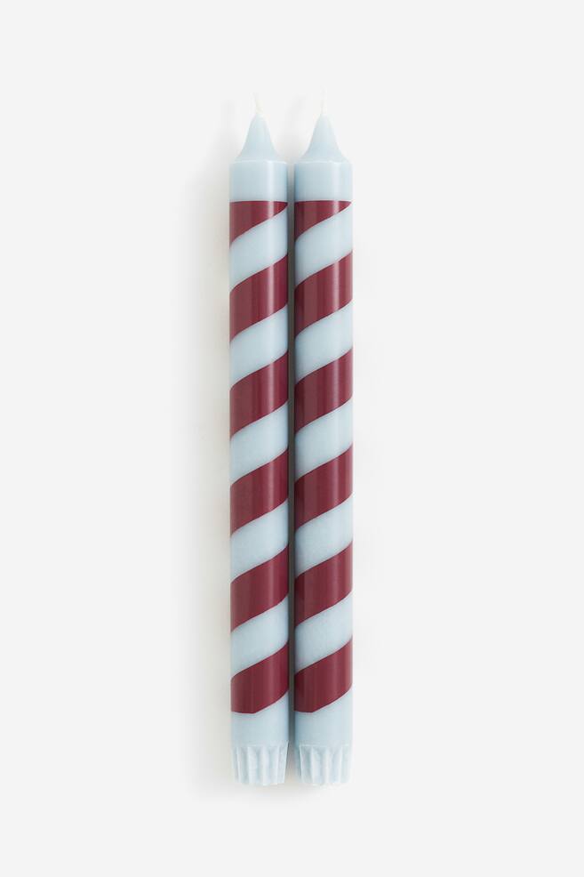 2-pack candy cane candles - Turquoise/Dark red/Red/White/White/Gold-coloured/Grey/Green - 1
