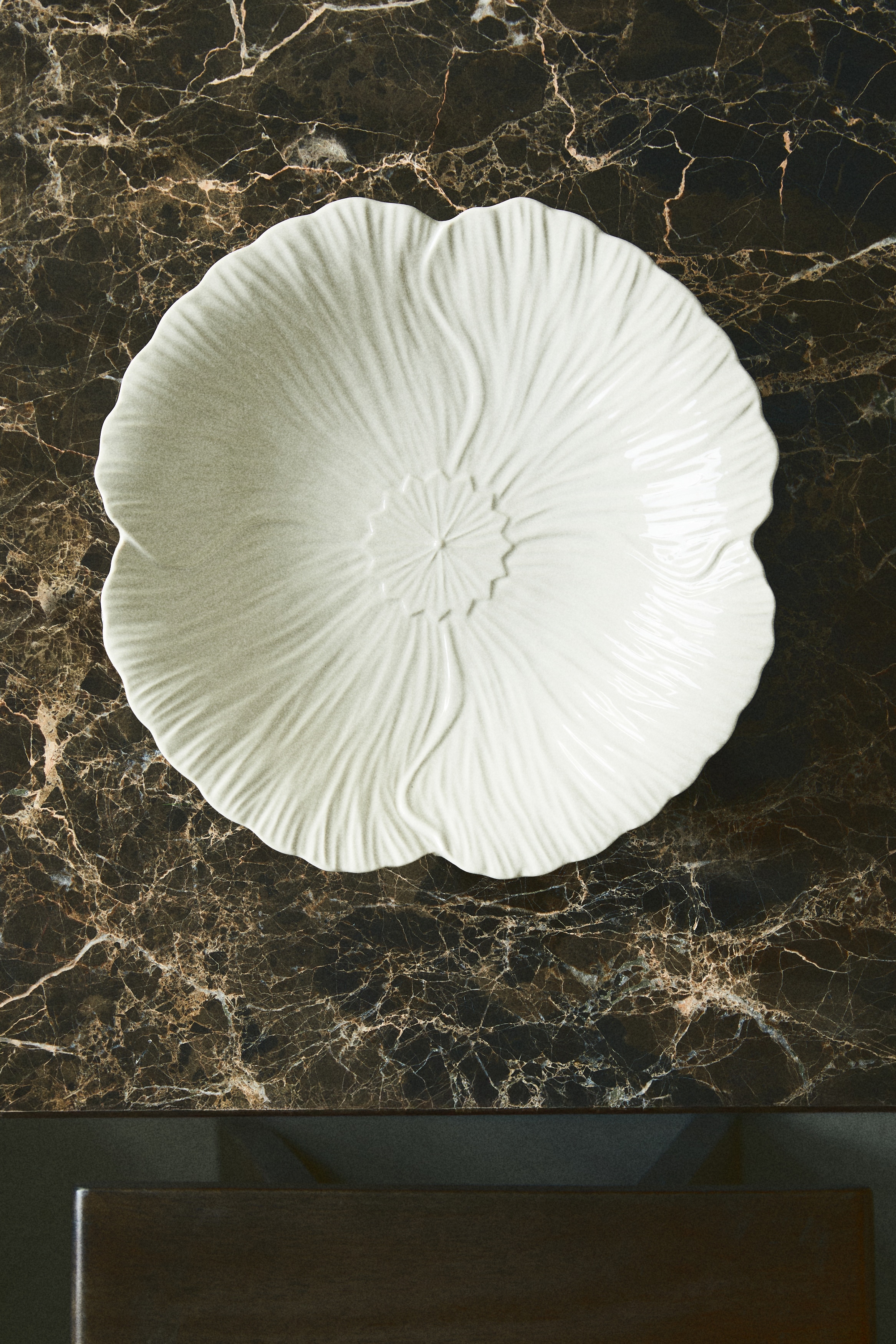 Plato servidor grande en cerámica de gres - Blanco