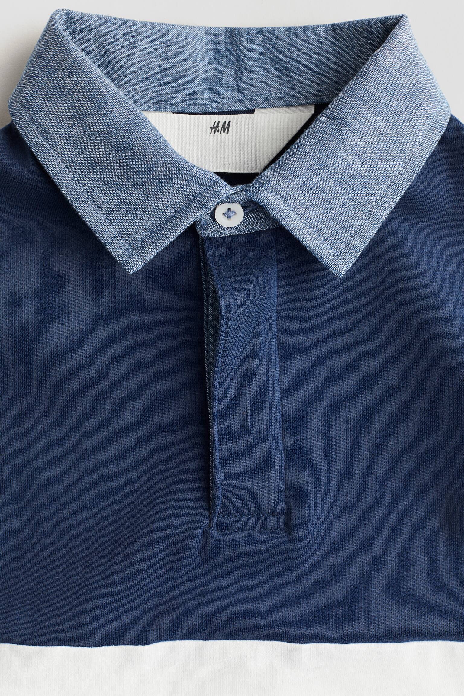 Cotton rugby shirt - Dark blue/Block-coloured - 2